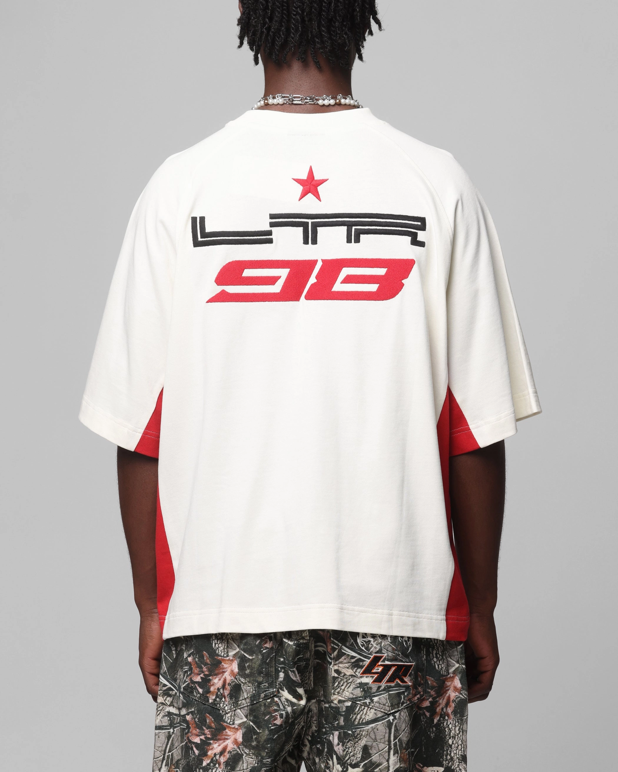 Loiter Daytona Panel T-Shirt White/Pink Zero Waste Cut Pattern