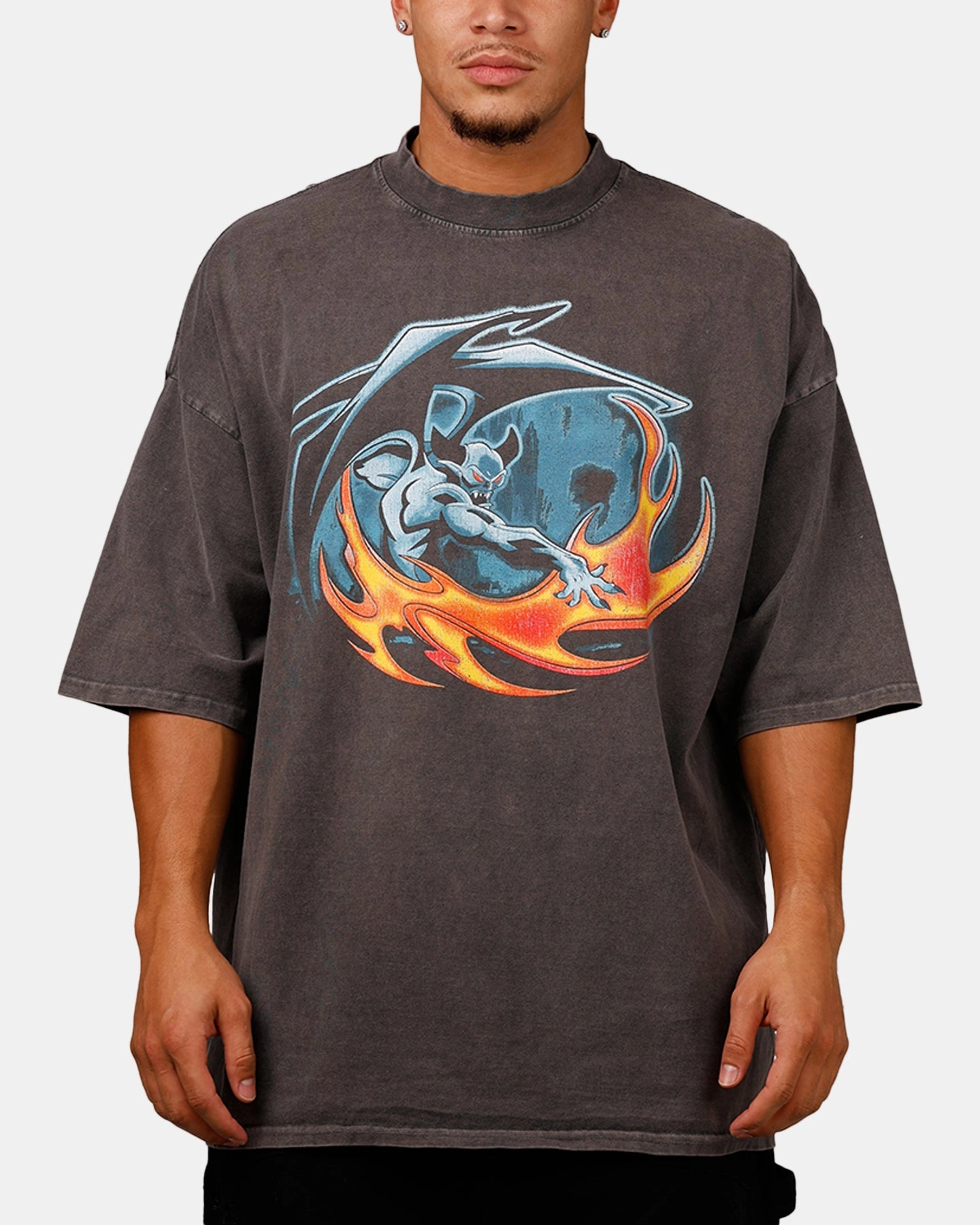 Laser Cut Edges NonIrritating Seams Loiter Disney Chernabog Vintage T-Shirt Washed Charcoal