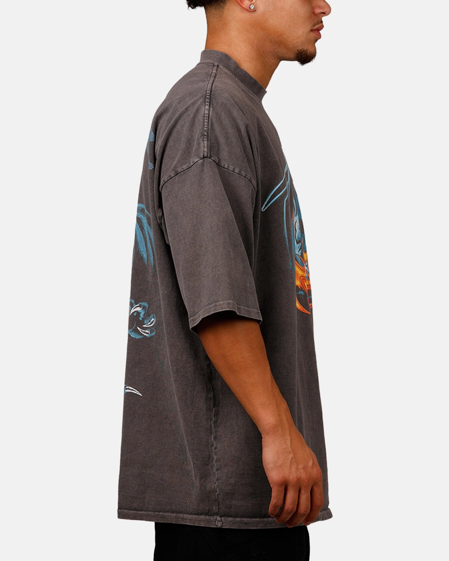 Loiter Disney Chernabog Vintage T-Shirt Washed Charcoal Fashion Blouse DurableDoubleLayeredHem