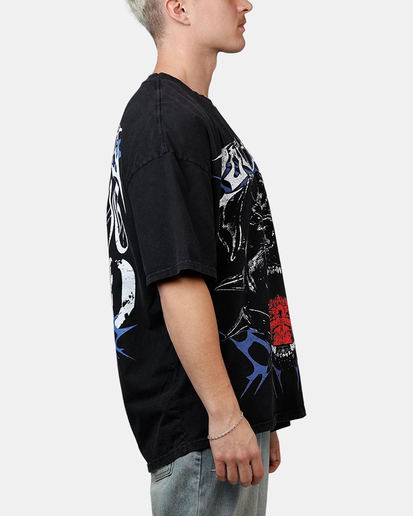 Loiter Dog Eat Dog Vintage T-Shirt Black Acidwash Summer Wardrobe Adjustable Hem