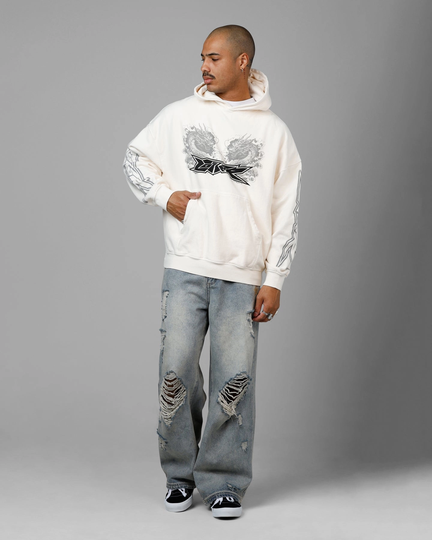 Quick Release Fastener Loiter Draco Born Hoodie Off White