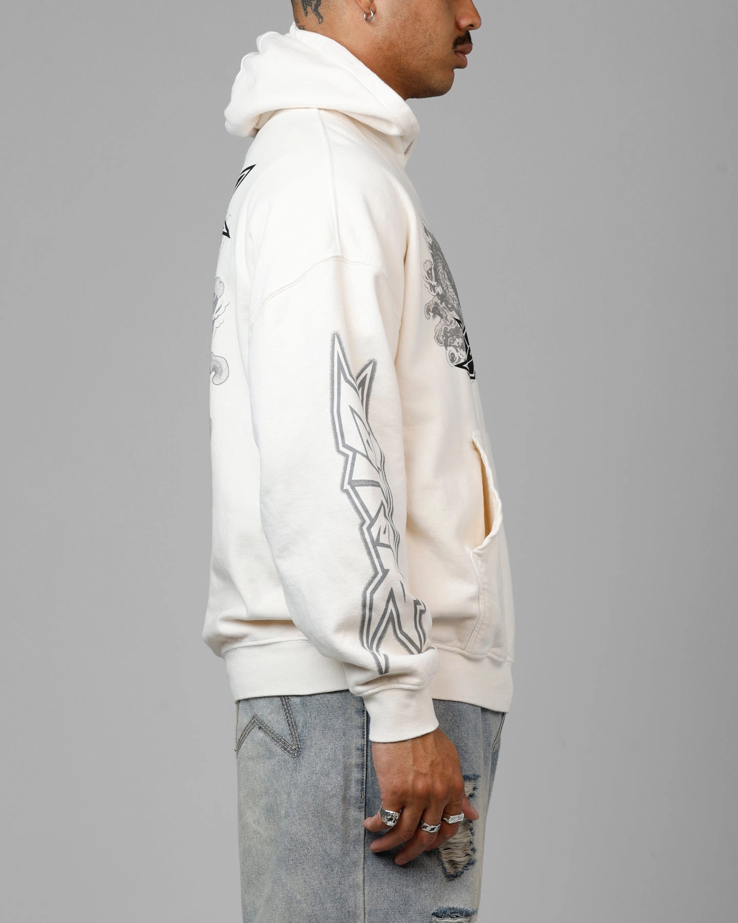 Loiter Draco Born Hoodie Off White Summer Style Sporty Sweatshirt