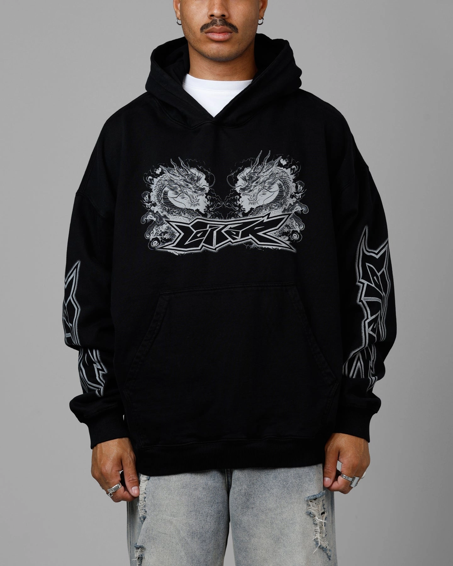 Loiter Draco Born Premium Hoodie Black DurableDoubleLayeredHem Oversized Silhouette