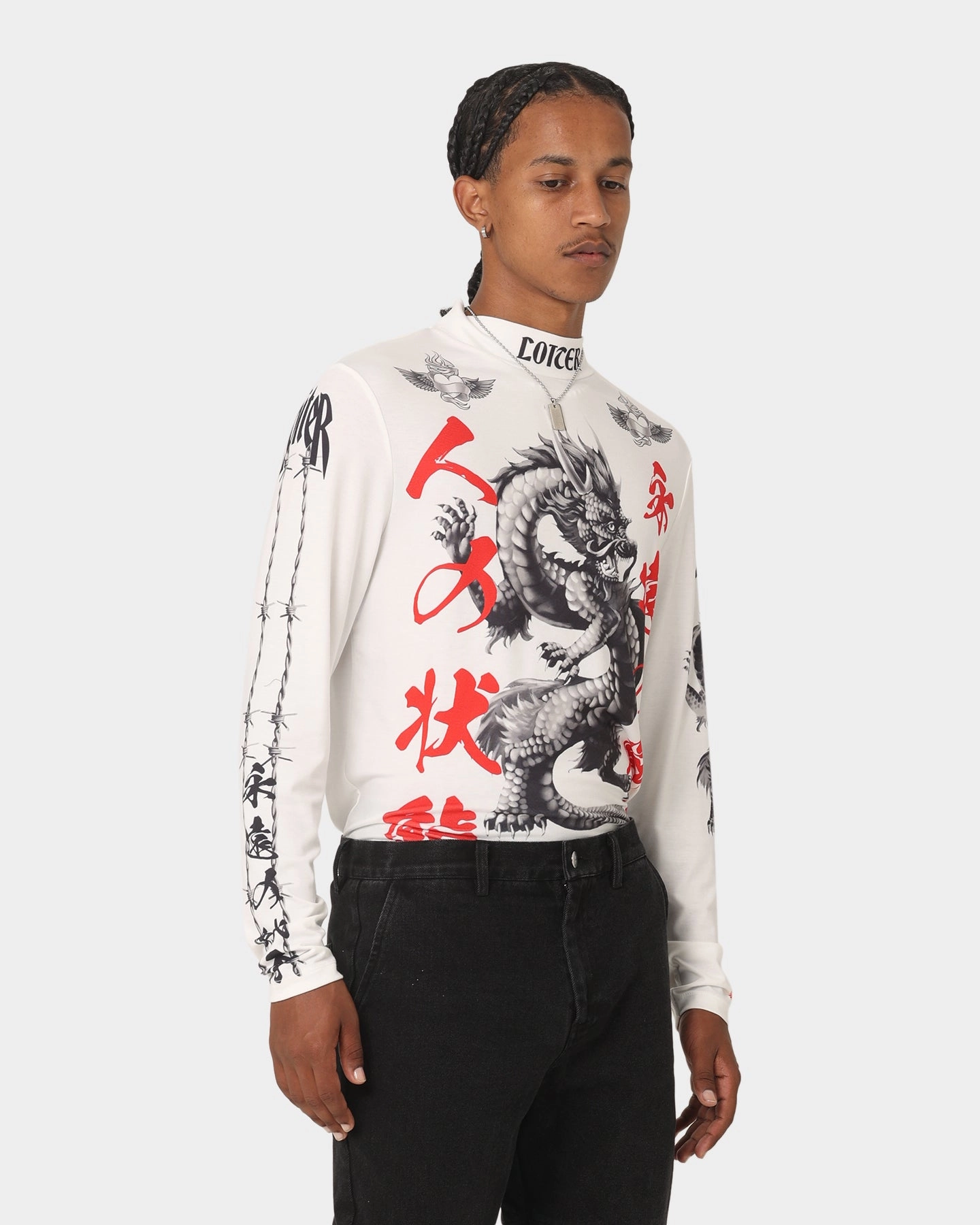 Loiter Drago Long Sleeve T-Shirt Off White Stylish Jacket MicrofiberBlend