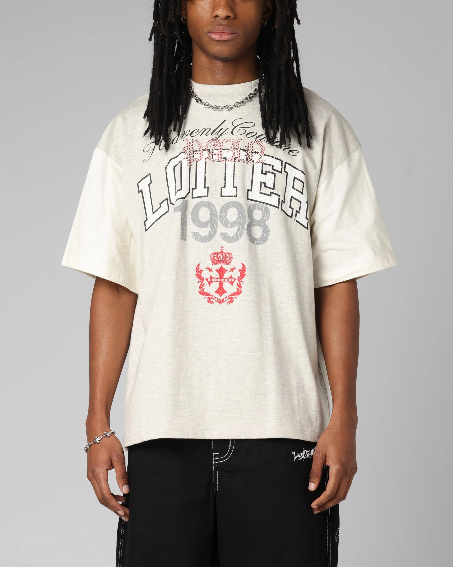 Loiter Drop Out Vintage T-Shirt Grey/White Breathable Construction
