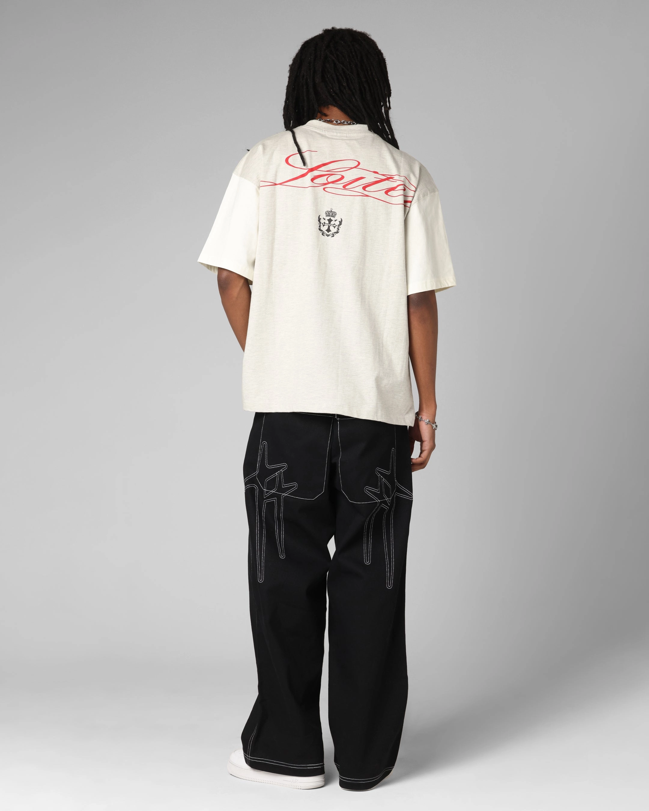 MultiPanelBreathability Loiter Drop Out Vintage T-Shirt Grey/White