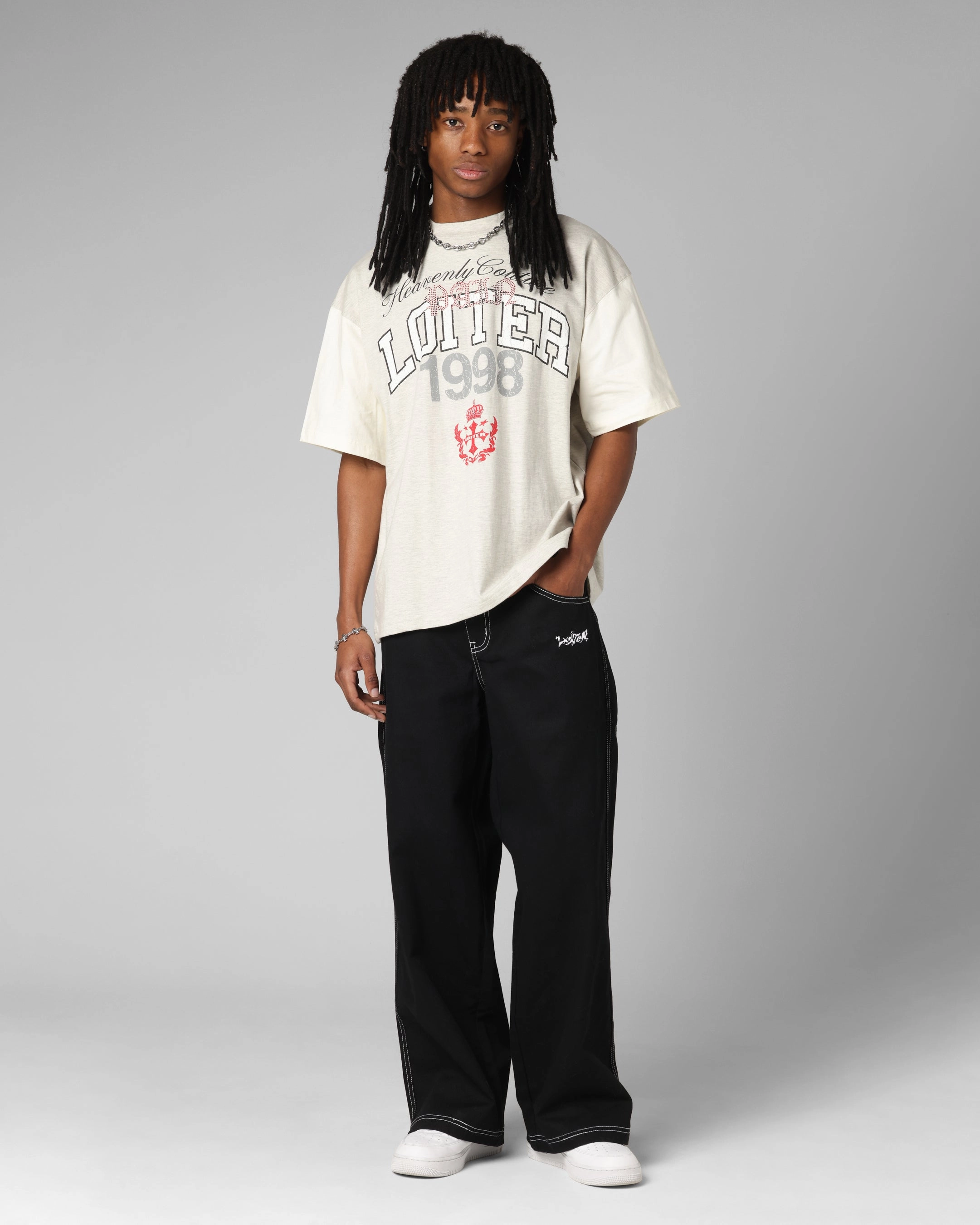 EthicallySourcedMaterial Loiter Drop Out Vintage T-Shirt Grey/White