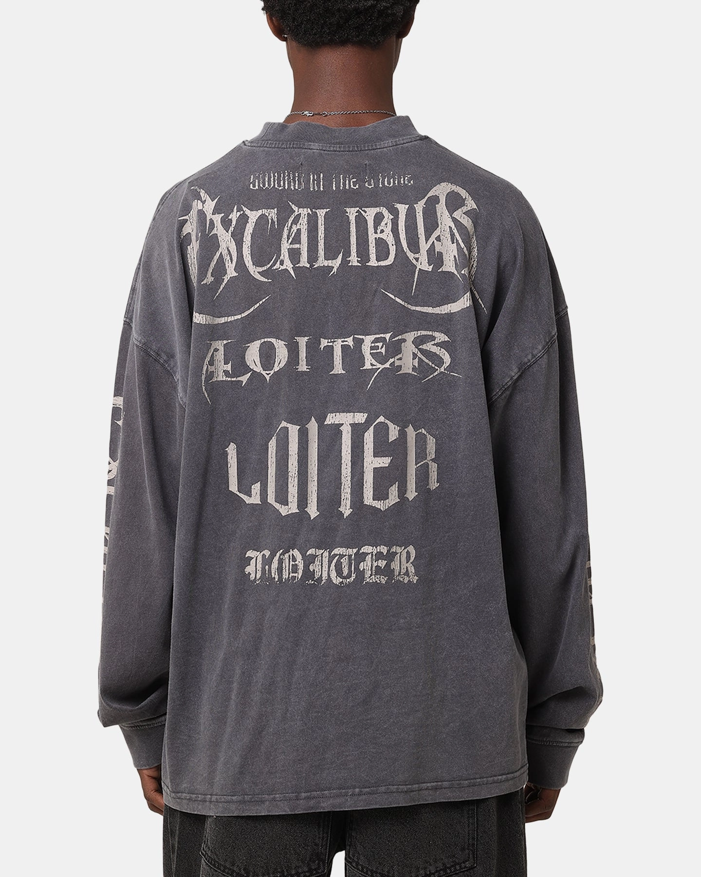 Loiter Excalibur Long Sleeve T-Shirt Washed Black HiddenZipper preshrunk
