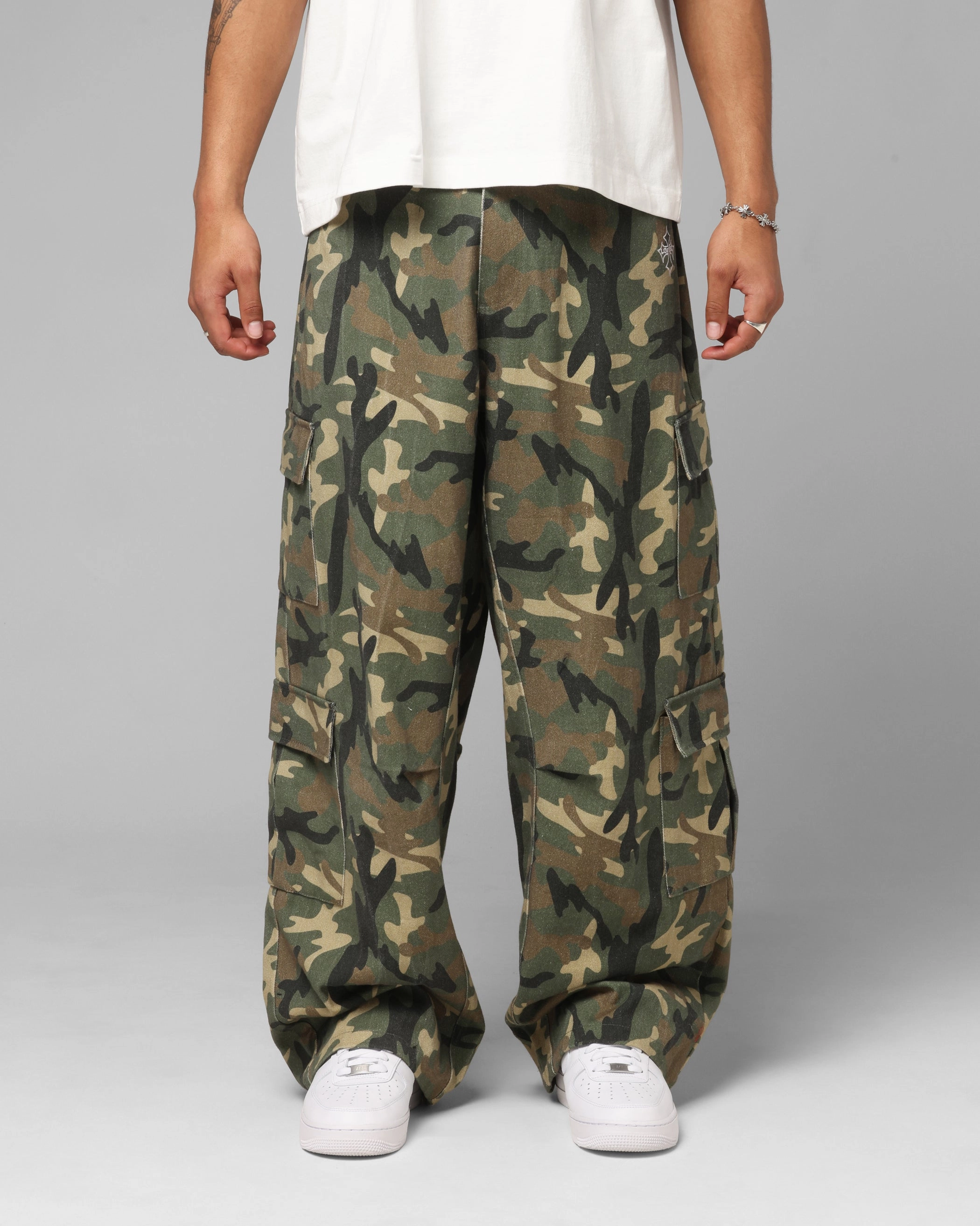 Loiter F-16 Balloon Cargo Pants Woodland Camo Flattering Design