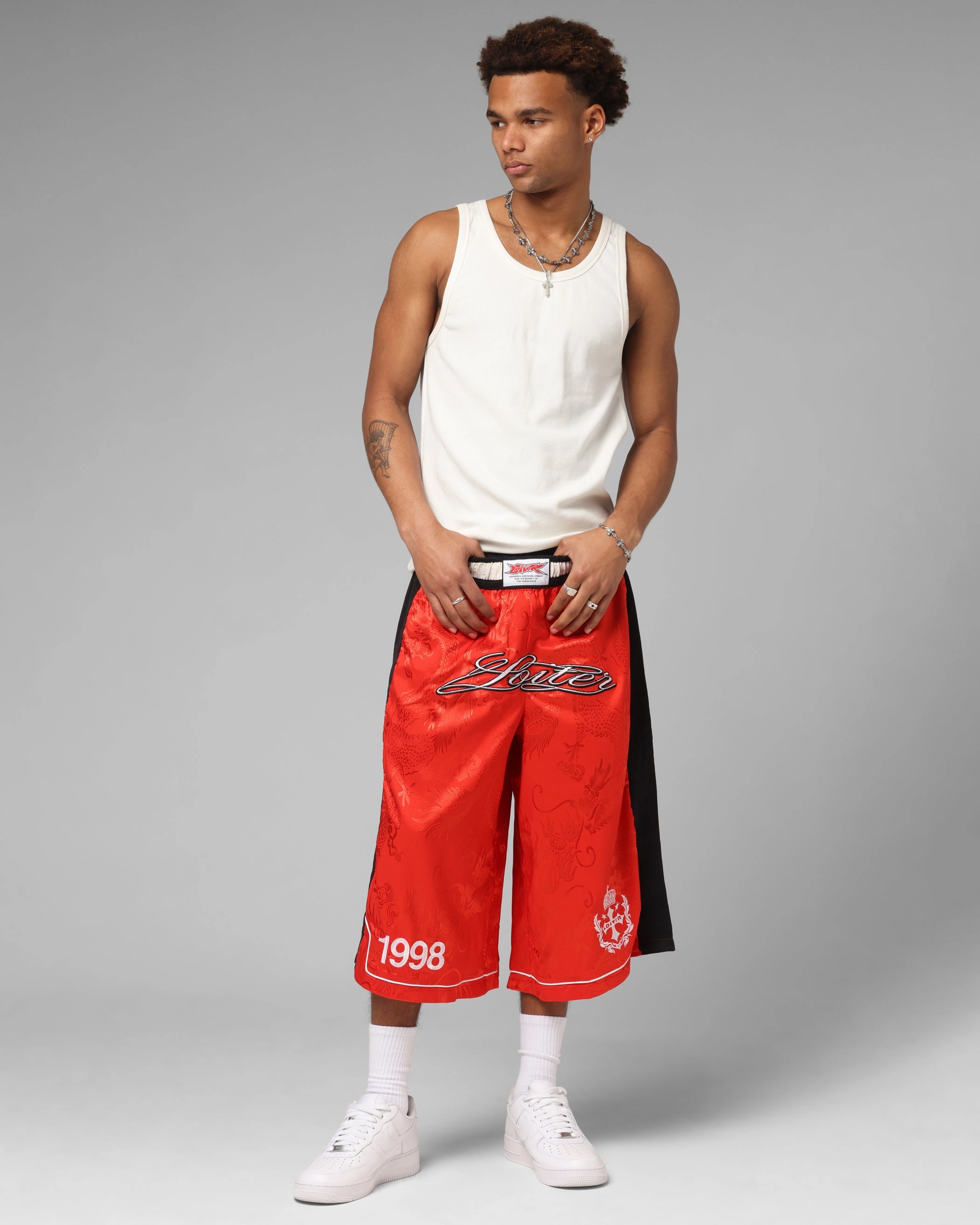 Loiter Fight Club 3 Quarter Shorts Red Ergonomic Cut Long Wear