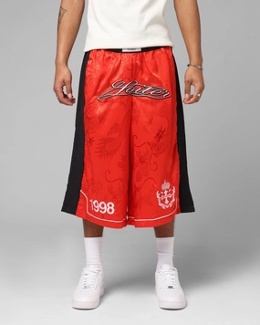 Breathable mesh design Street Active Loiter Fight Club 3 Quarter Shorts Red