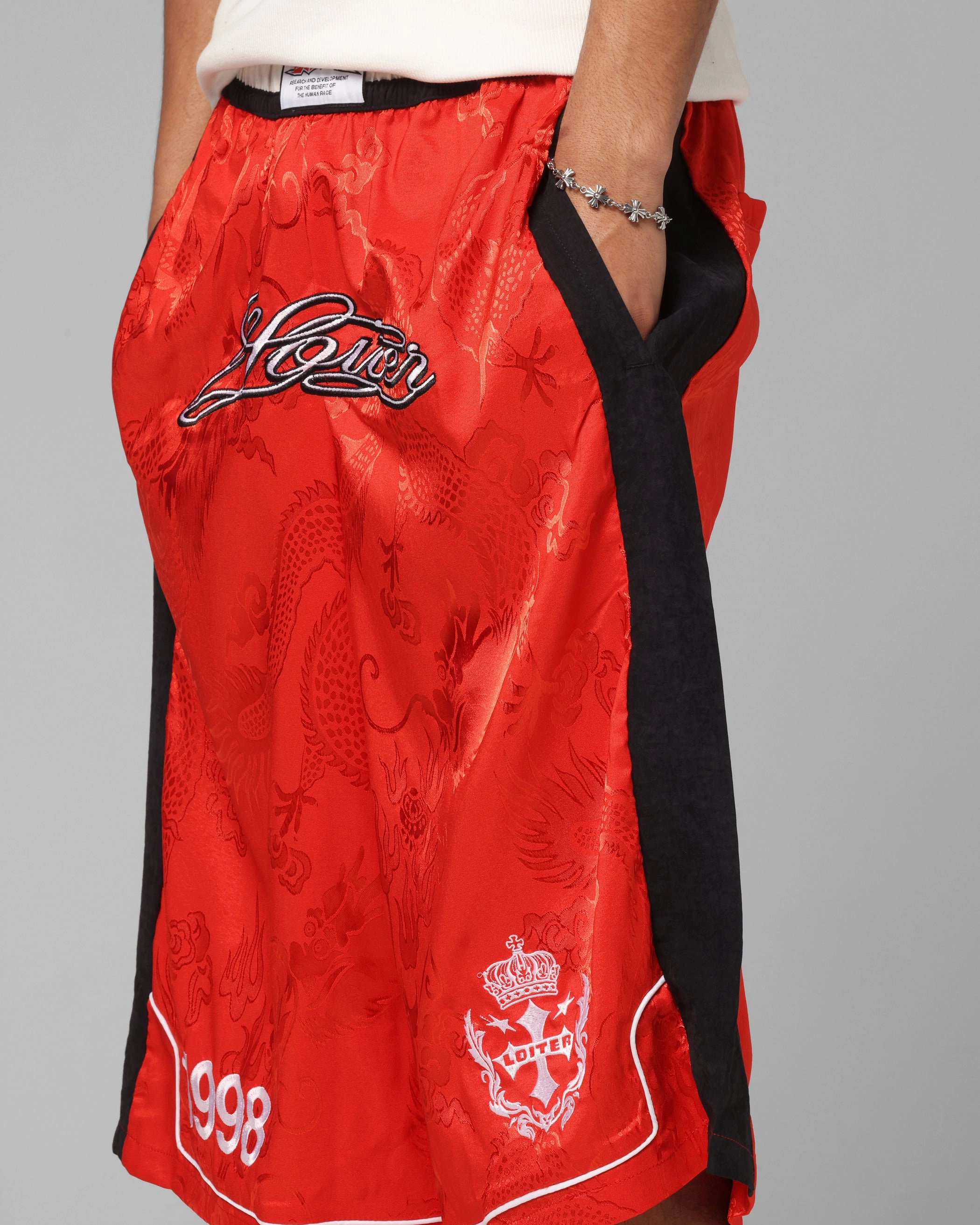 City Wear Chill Comfort Fit Loiter Fight Club 3 Quarter Shorts Red