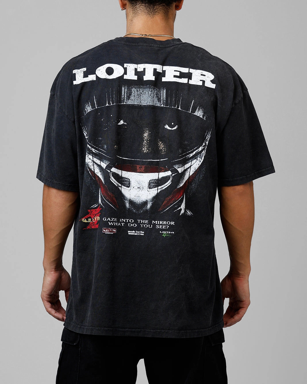 FrayResistant Fabric Loiter Formula Vintage T-Shirt Black Acidwash
