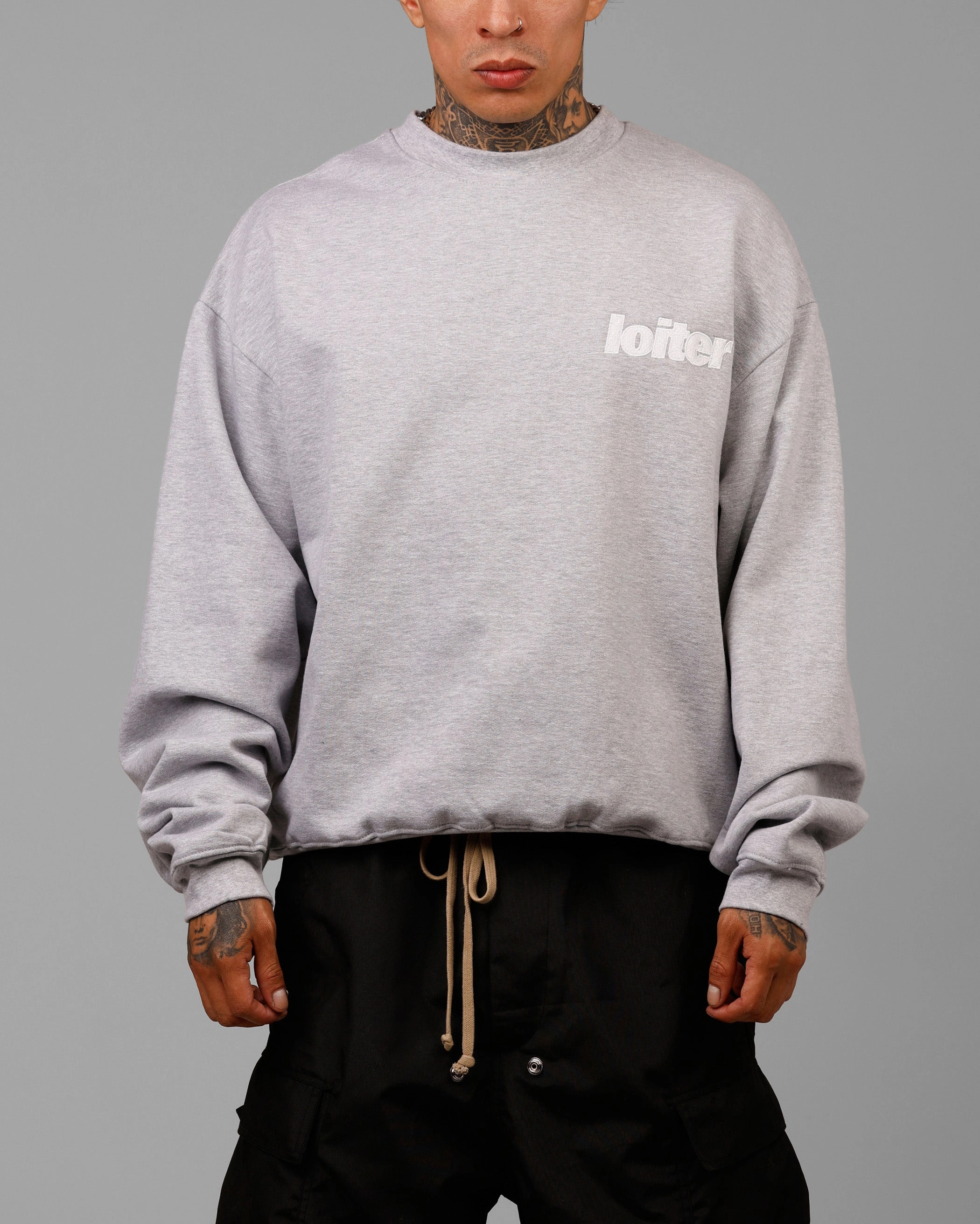 AntiStatic Treatment PaddedInsulation Loiter Freeway Crewneck Grey Marle