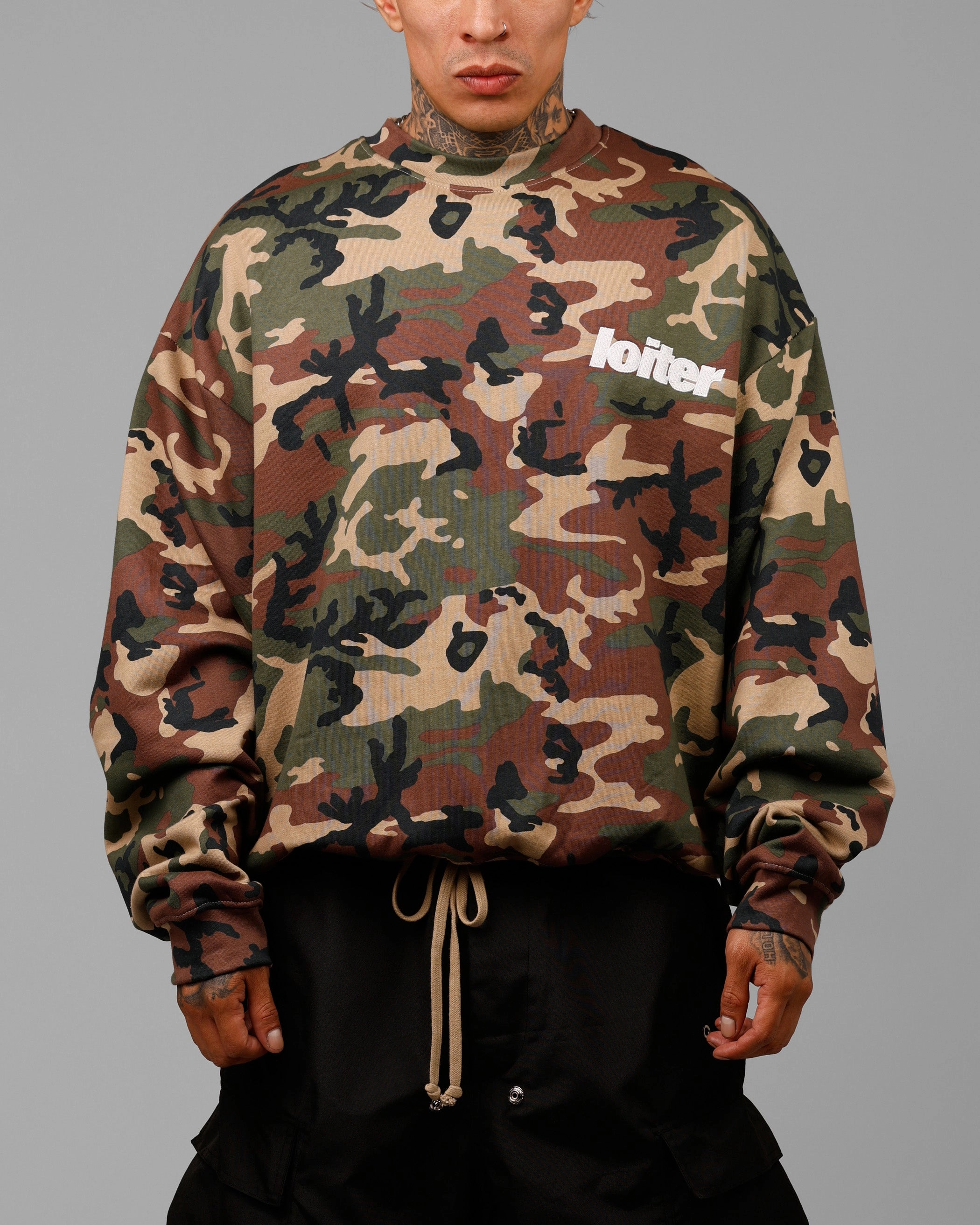 NonFadeFinish MultipanelLayout Loiter Freeway Crewneck Woodland Camo