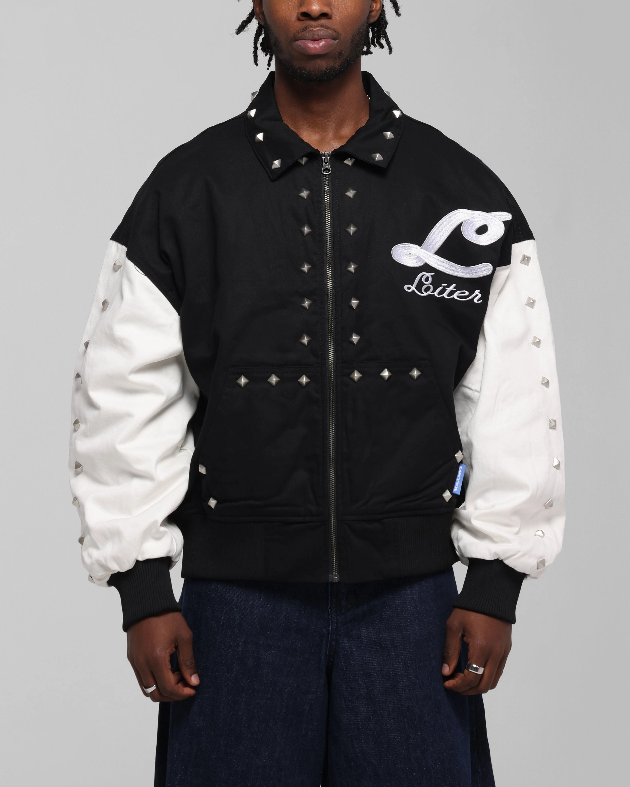 Quick drying material Loiter Frontier Varsity Jacket Black/Off White