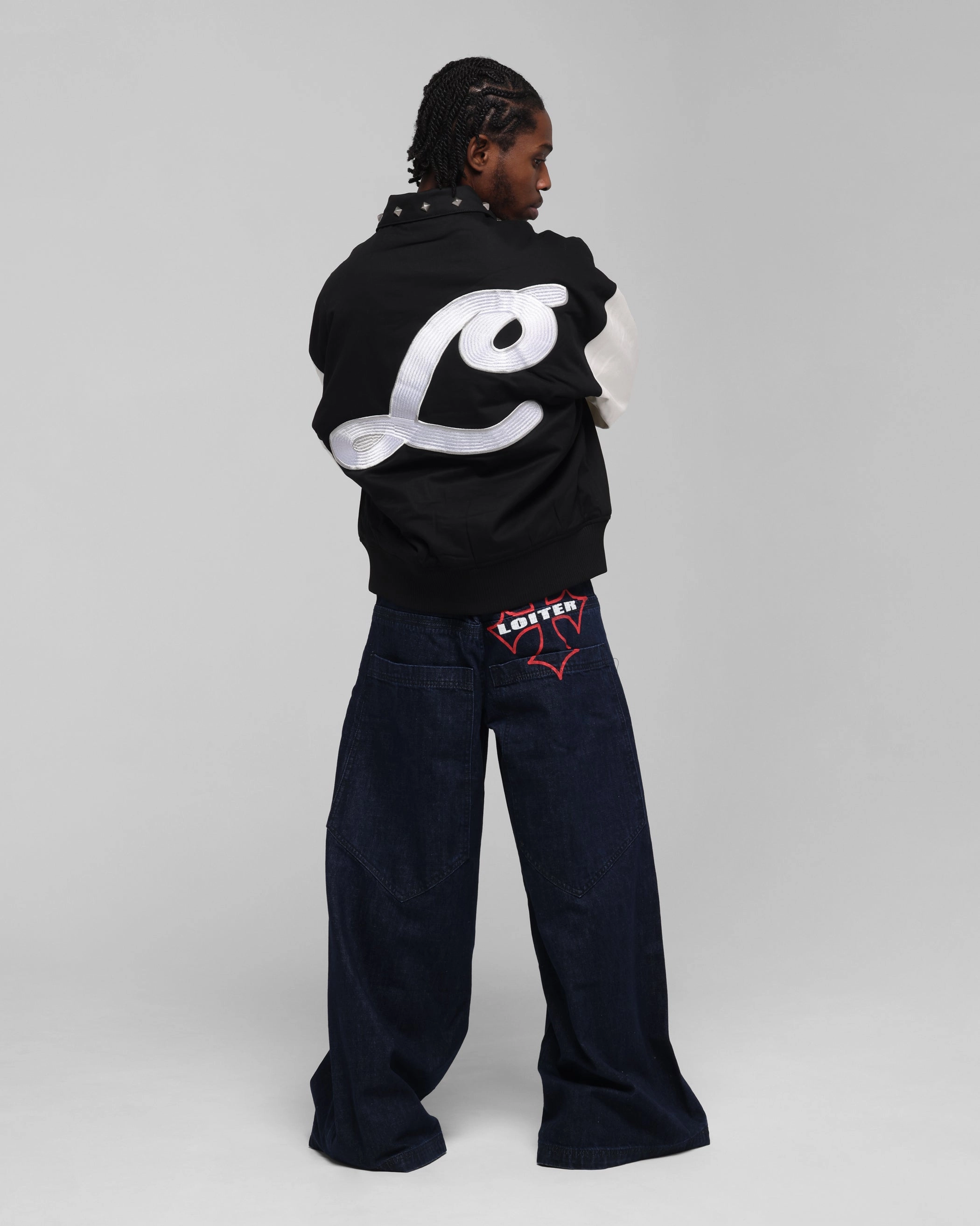 Loiter Frontier Varsity Jacket Black/Off White Sporty Layers Modular Attachments