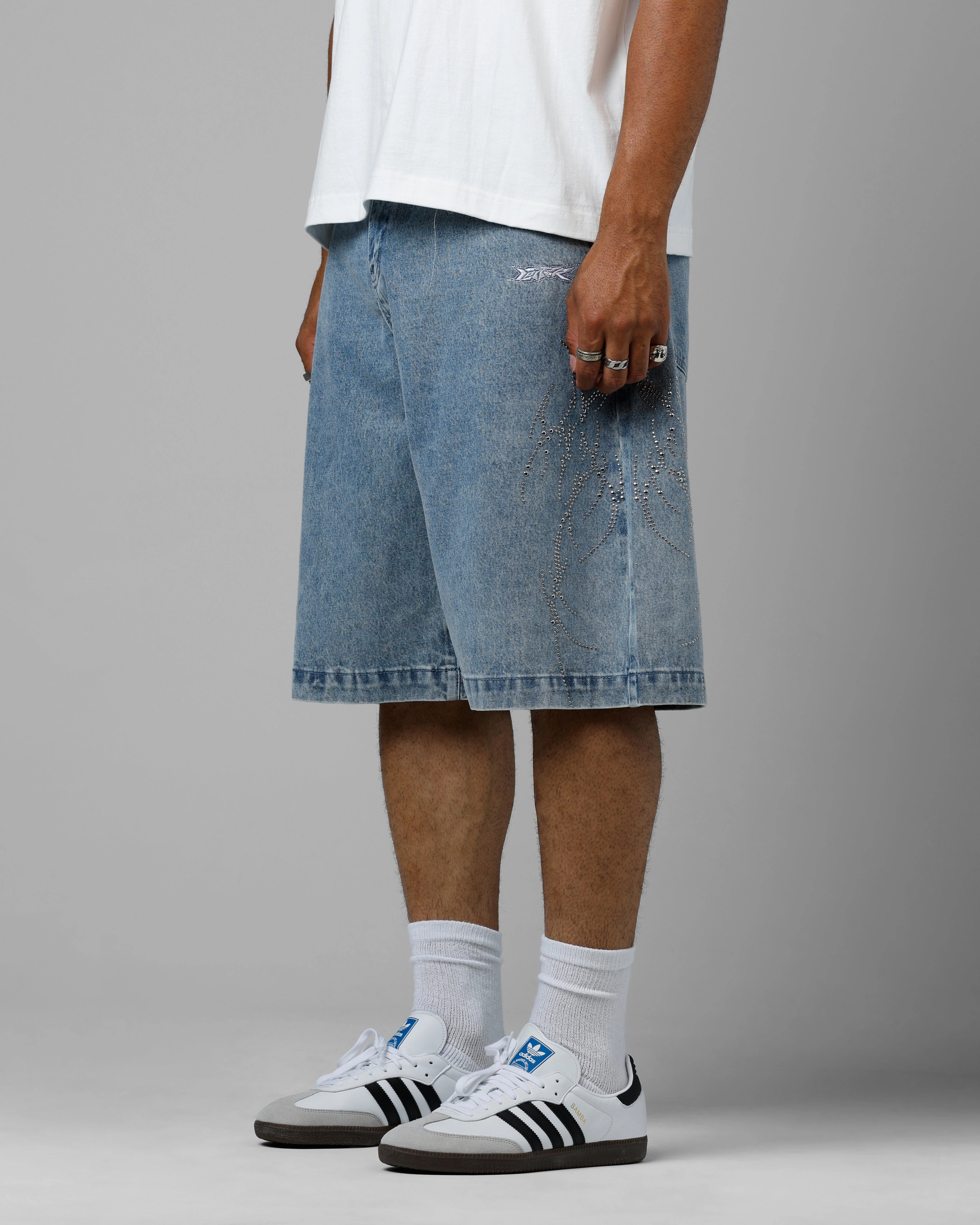 All Season Loiter Goth Clique Jorts Blue Denim