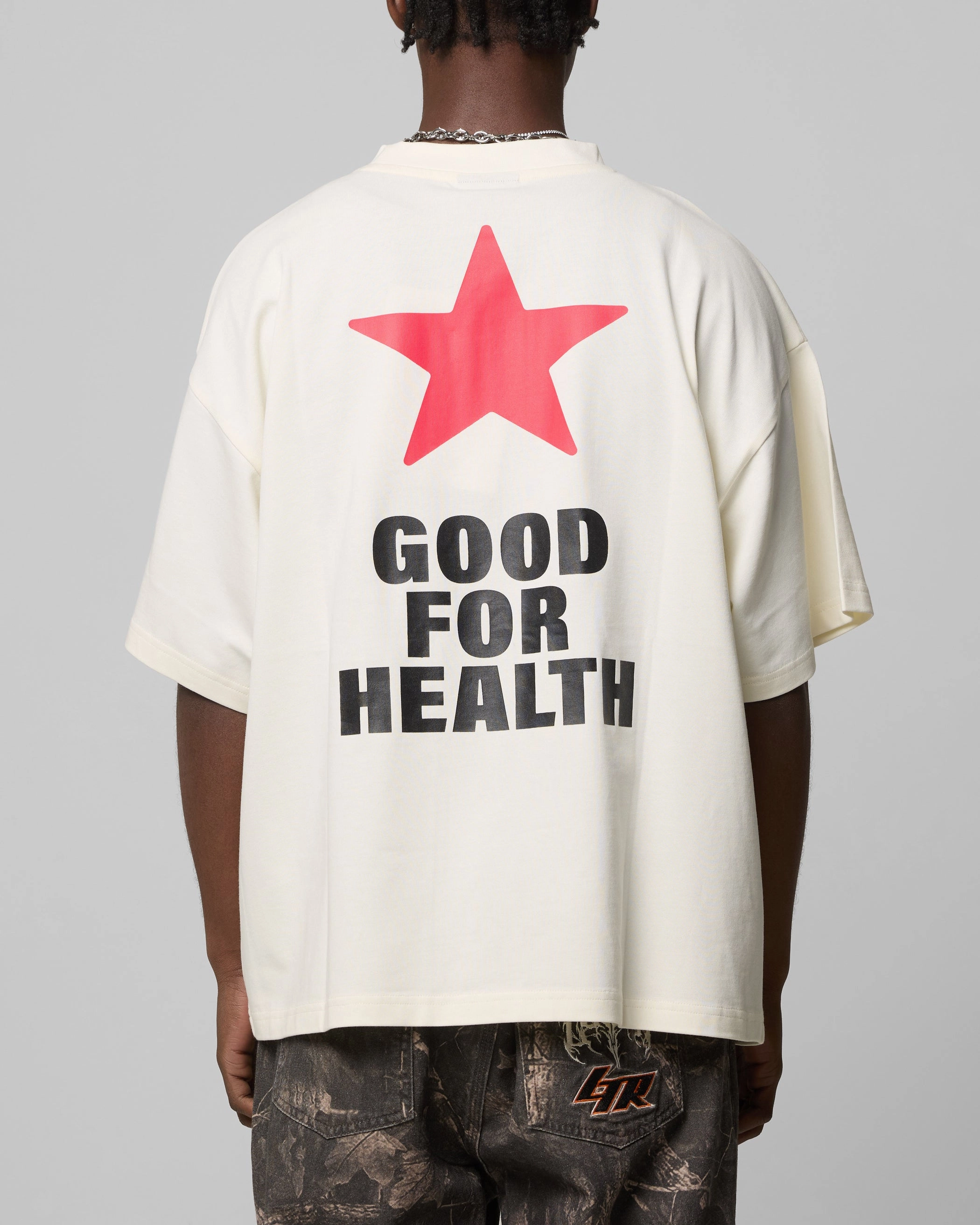 Loiter Grill Set T-Shirt Off White Adjustable Hem Cuff Wrinkle Resistant Textile