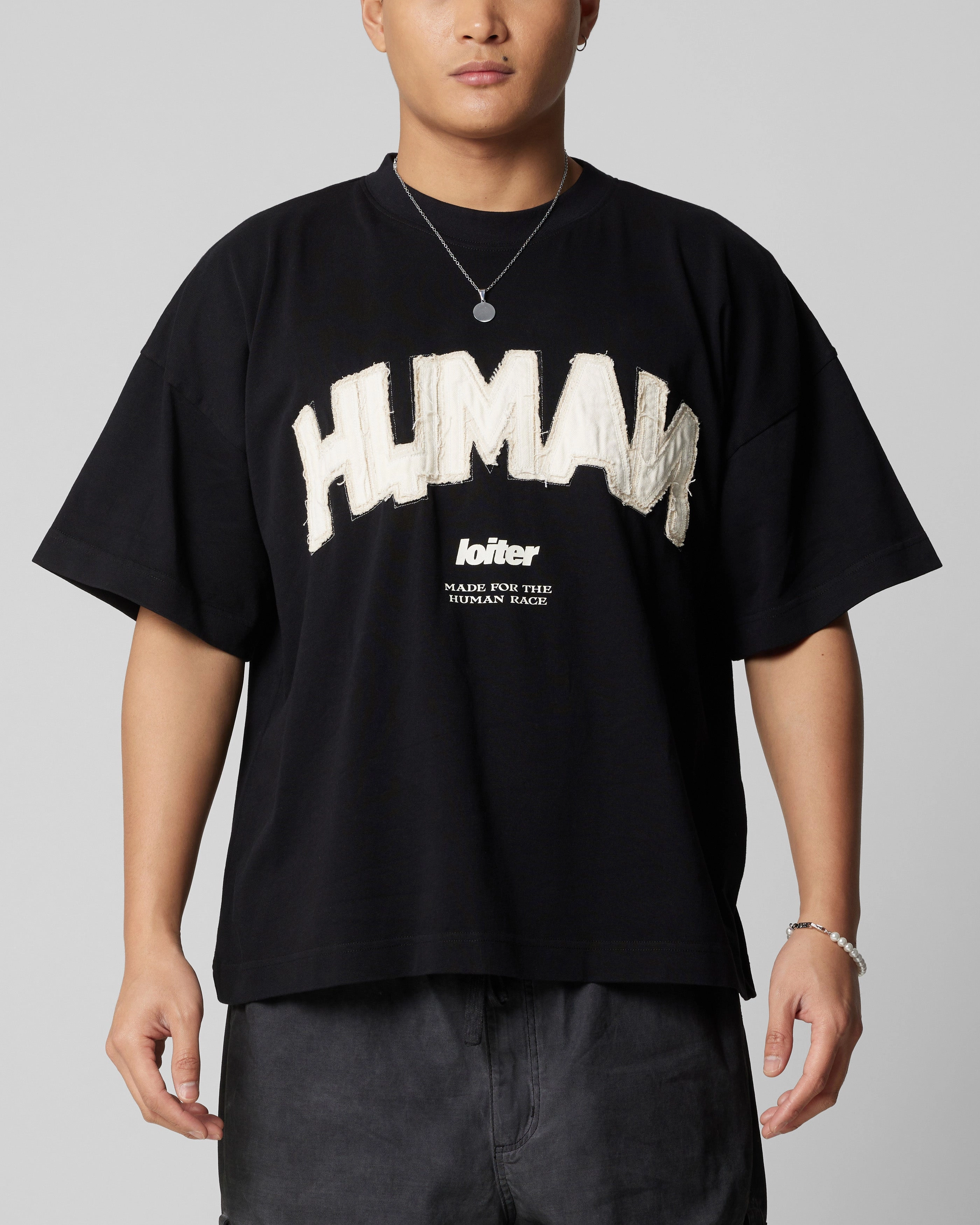 Antimicrobial Finish Loiter Human Box T-Shirt Black