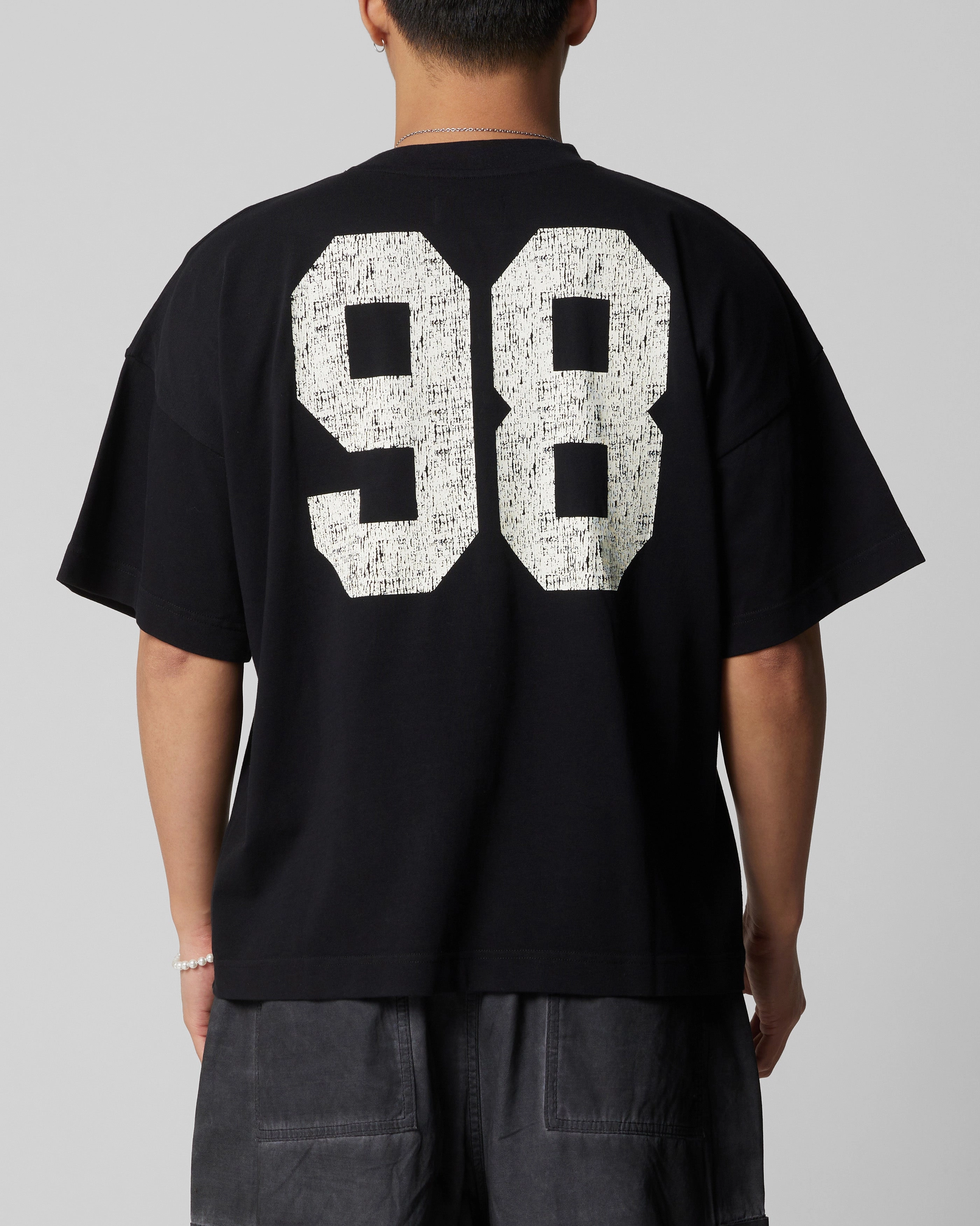 AllDaySoftness Layered Shoulder Loiter Human Box T-Shirt Black