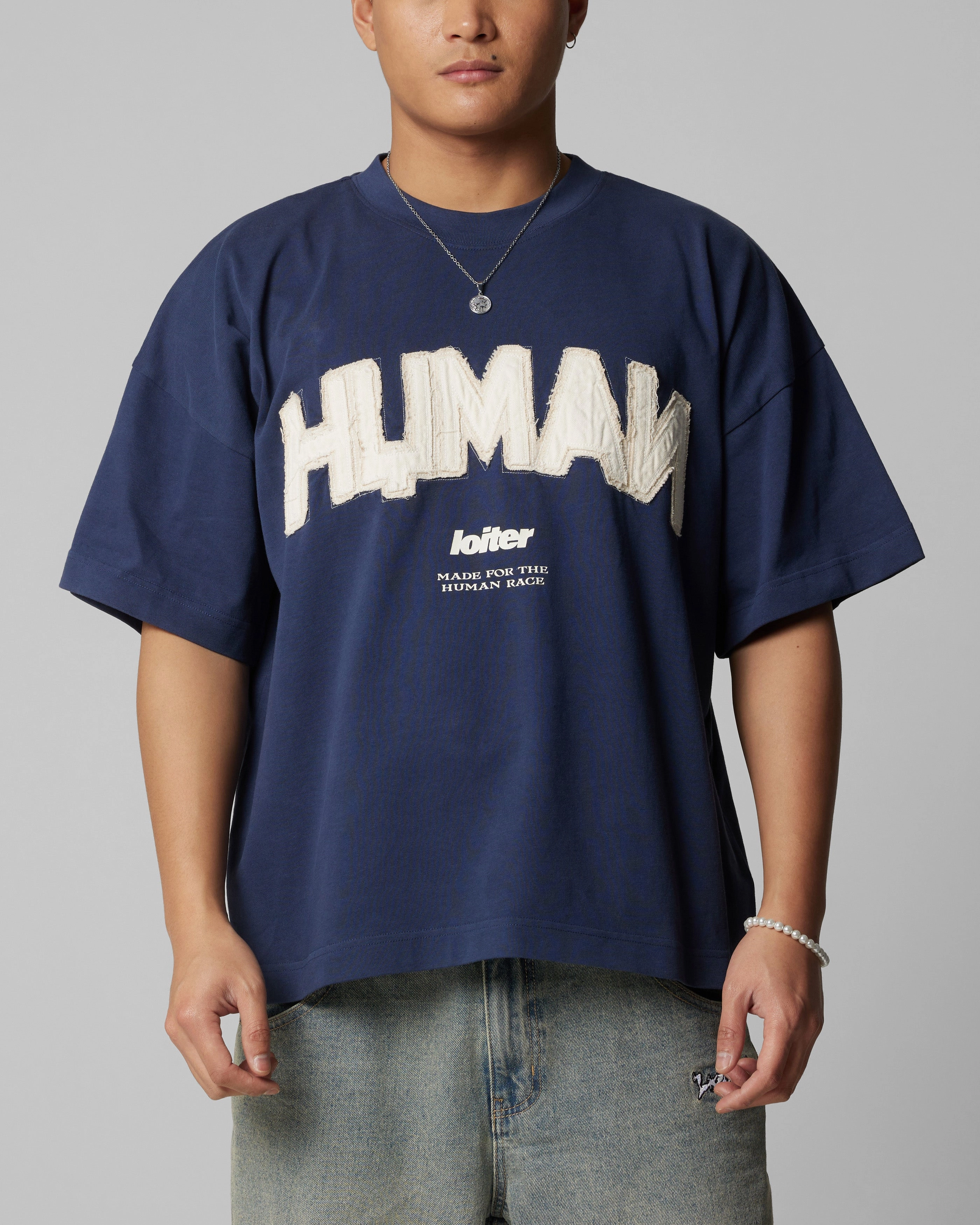 Loiter Human Box T-Shirt Blue UltraSoft Lining