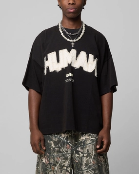 Biodegradable Fiber Blend Loiter Human Box T-Shirt Vintage Black