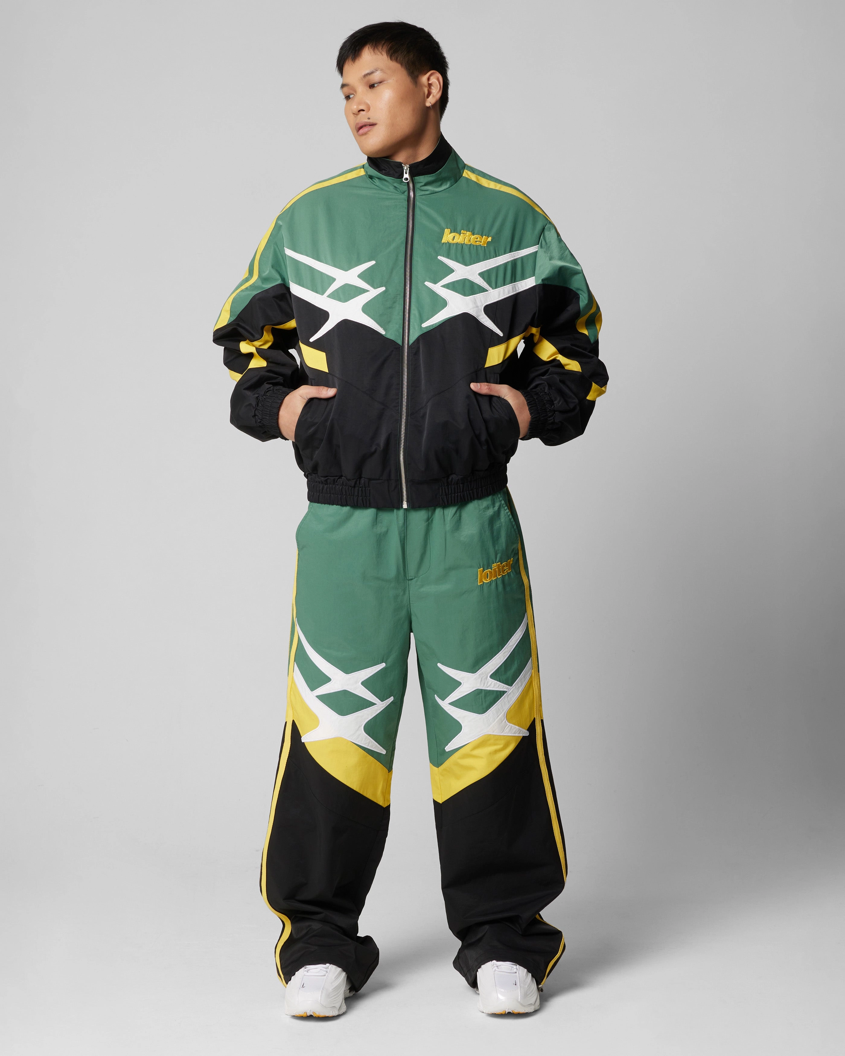 Loiter Hybrid Trackpants Green/Yellow Core Fit