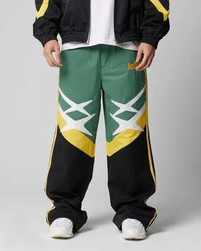 Sporty Style Performance Stretch Loiter Hybrid Trackpants Green/Yellow