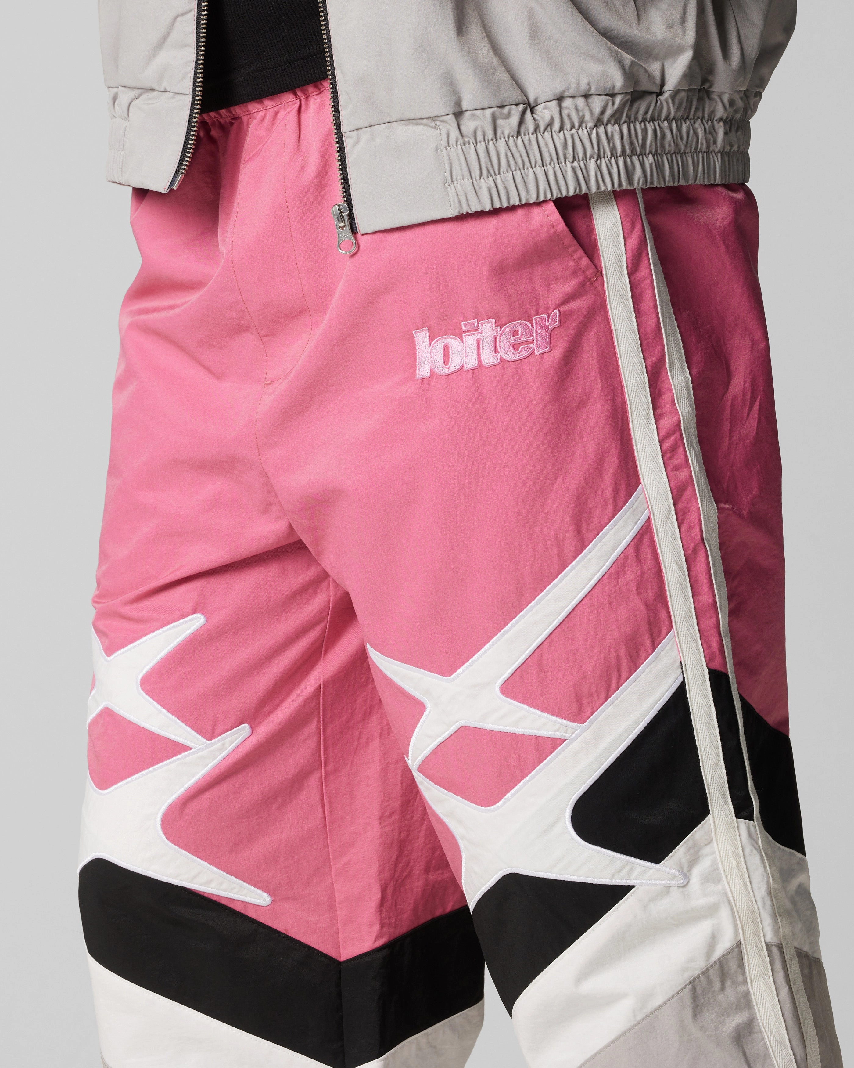 Loiter Hybrid Trackpants Pink/Grey SturdyBeltLoops Quick Comfort