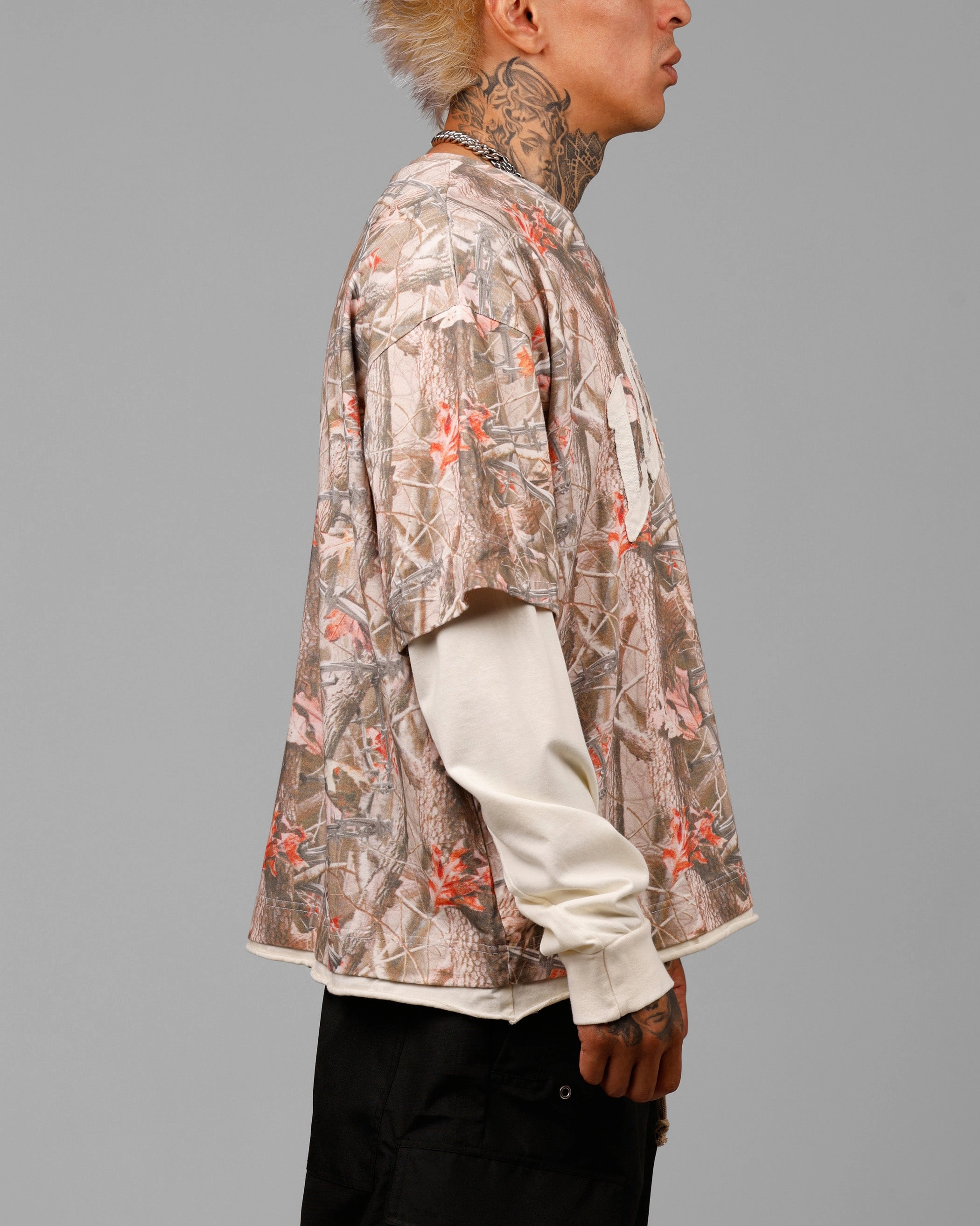 Loiter Impact Long Sleeve T-Shirt Washed Real Tree Camo Wrinkle Resistant Finish Shrinkage Prevention Treatment