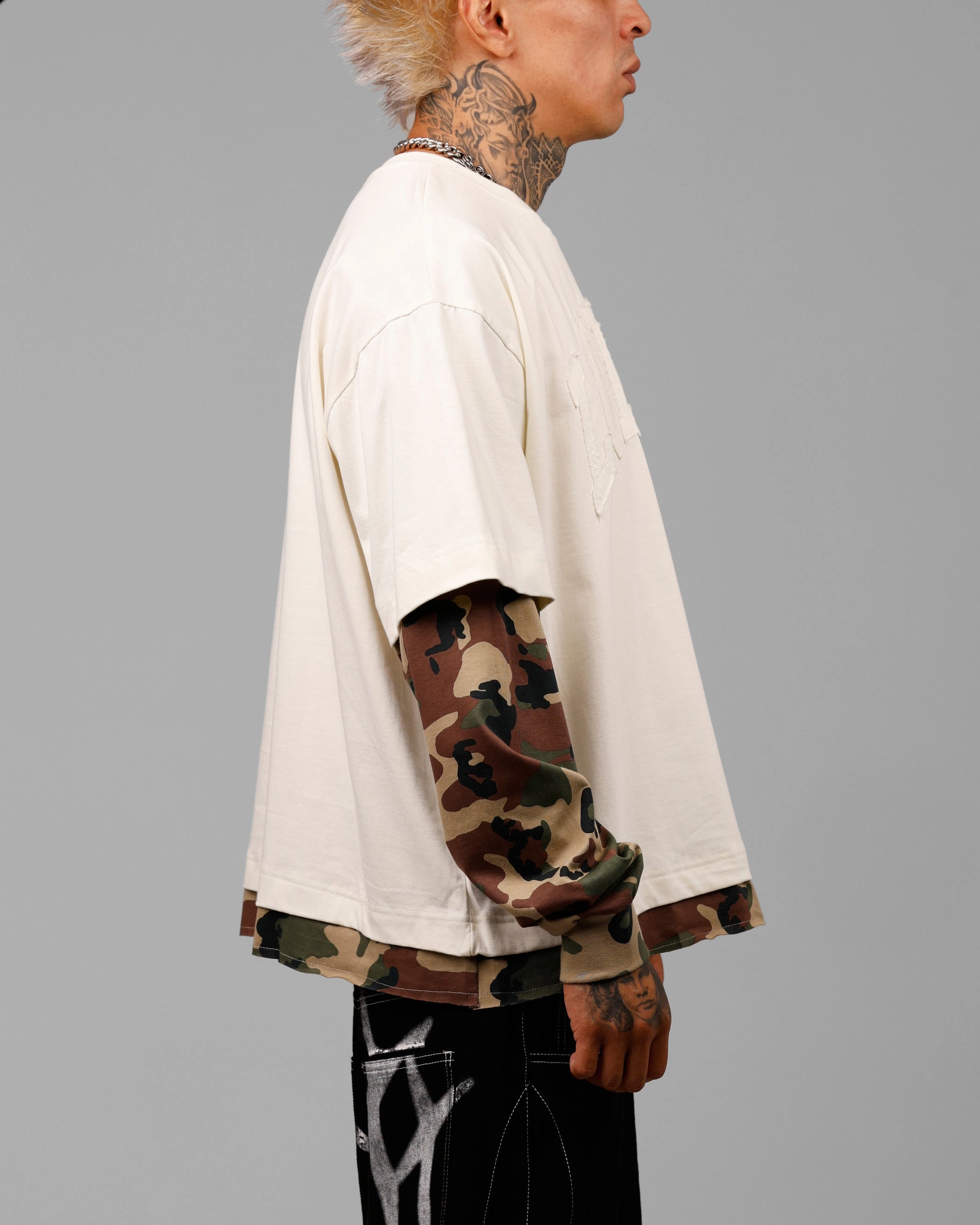 FlexibleSole Loiter Impact Long Sleeve T-Shirt Washed White/Camo