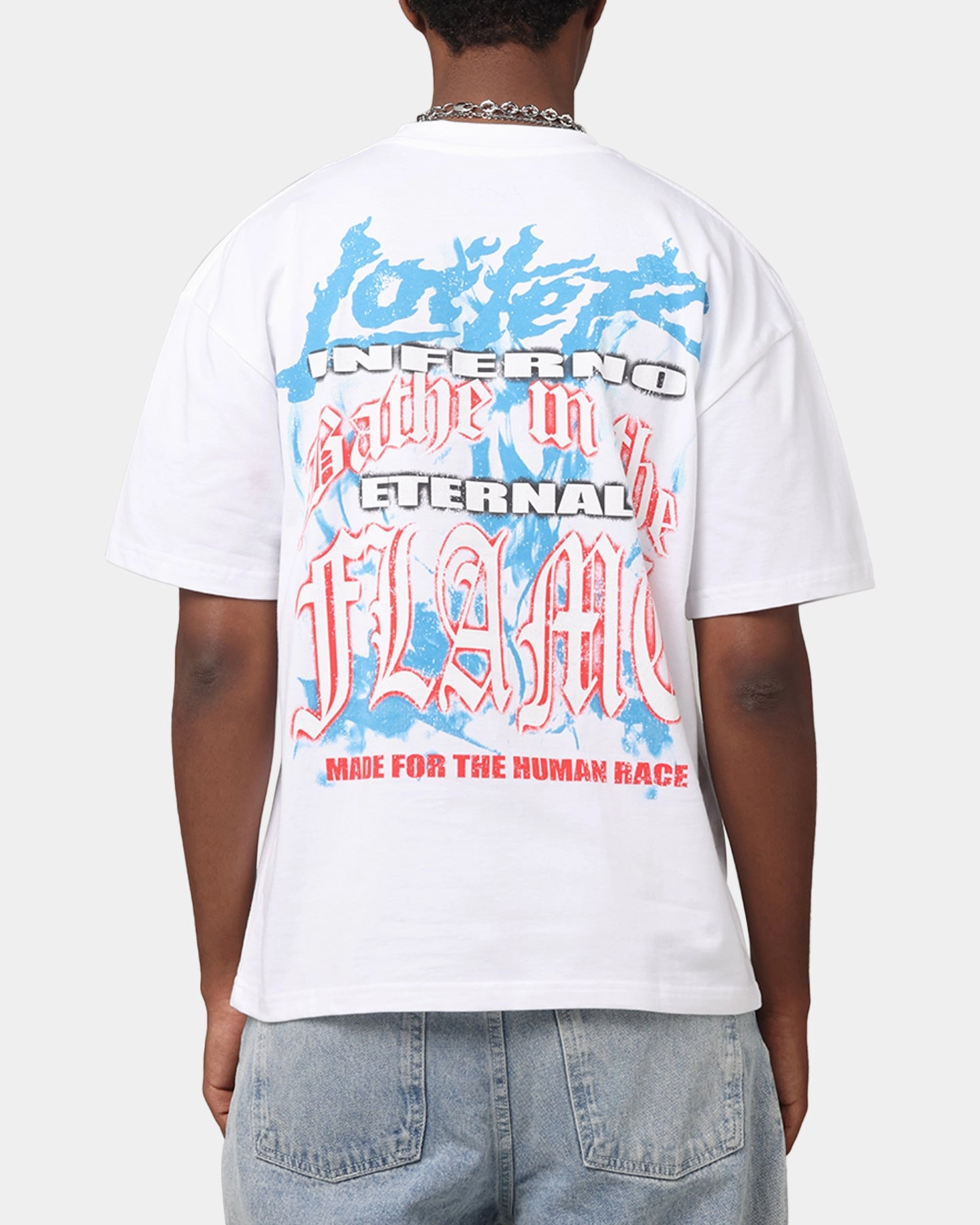 Loiter Inferno Drop T-Shirt White YarnDye Technique High Collar Option
