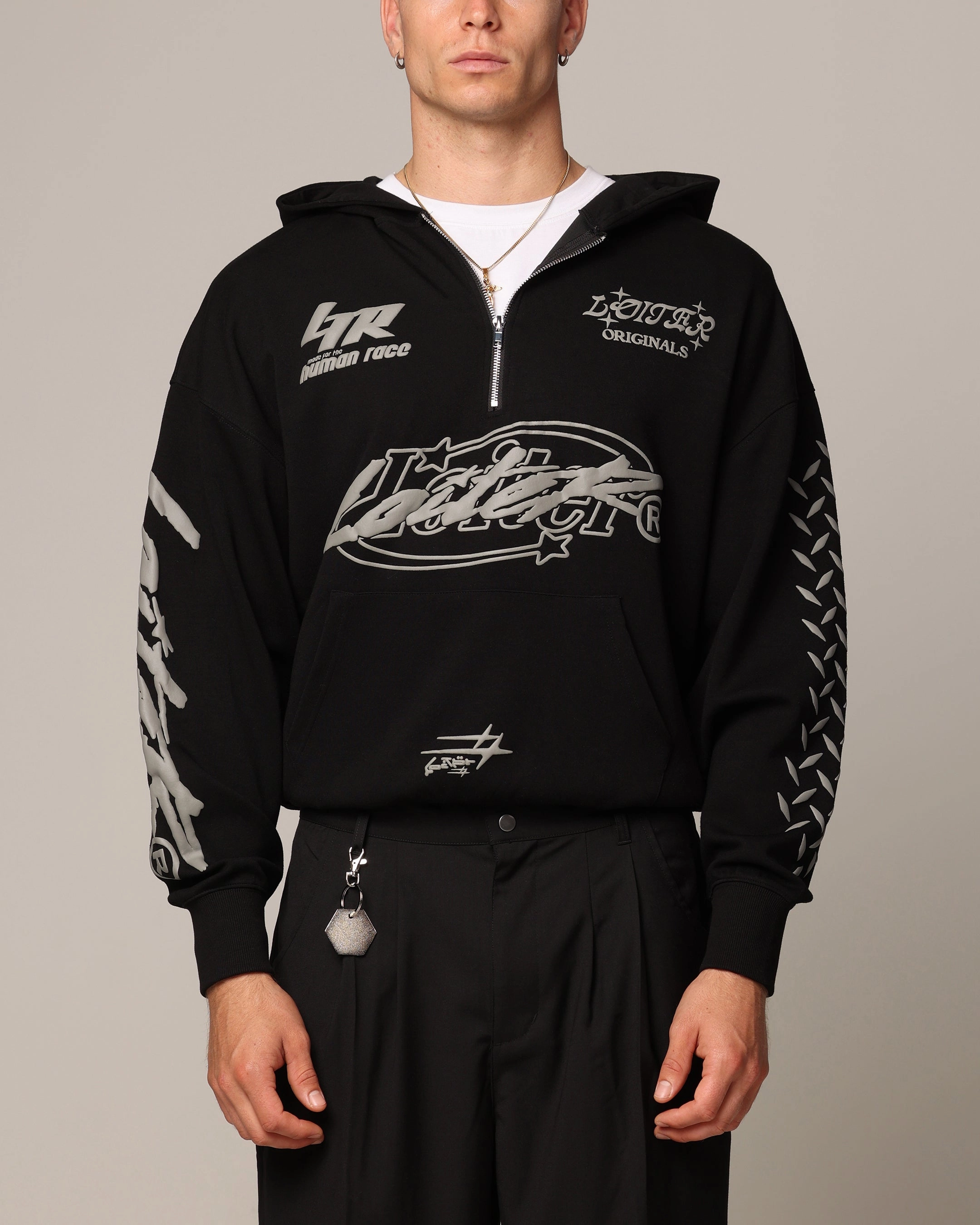 Loiter Instinct Hoodie Black Casual Long Sleeve Ethically Sourced Material