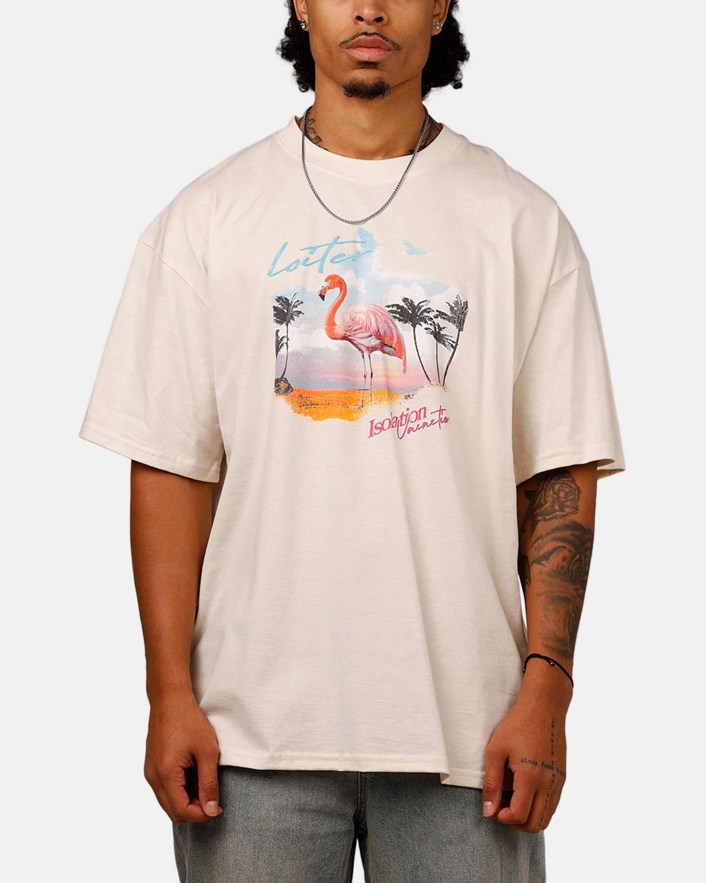Loiter Isolation Vacation T-Shirt Off White NonRestrictive Armholes DurableBlend