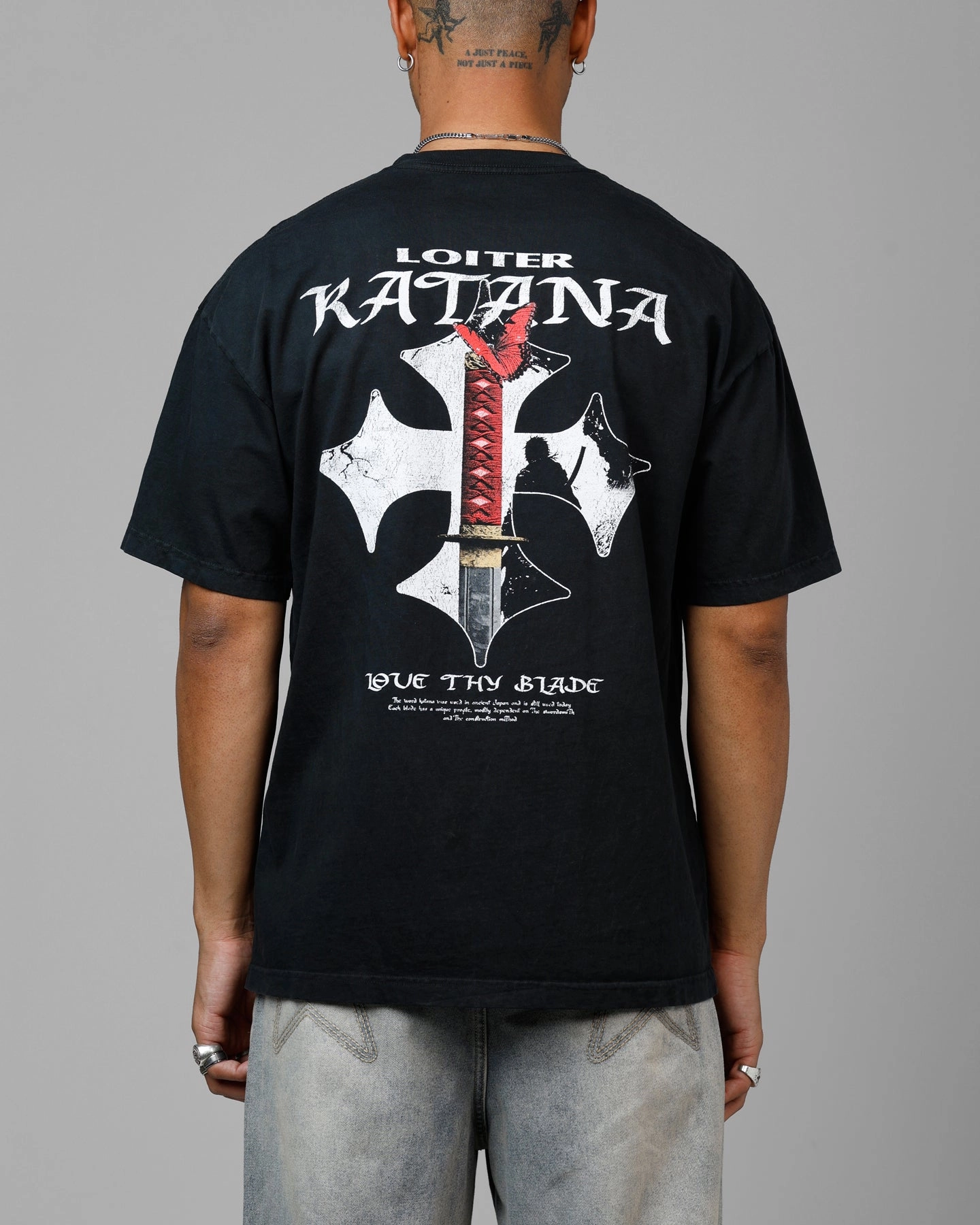 AllDay Comfort Loiter Katana Vintage T-Shirt Black Acidwash
