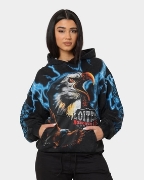 Loiter Lightning Eagle Vintage Hoodie Vintage Black Shrinkage Prevention Treatment