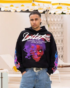 Anti Pill Finish Loiter Live In Direct Vintage Hoodie Black