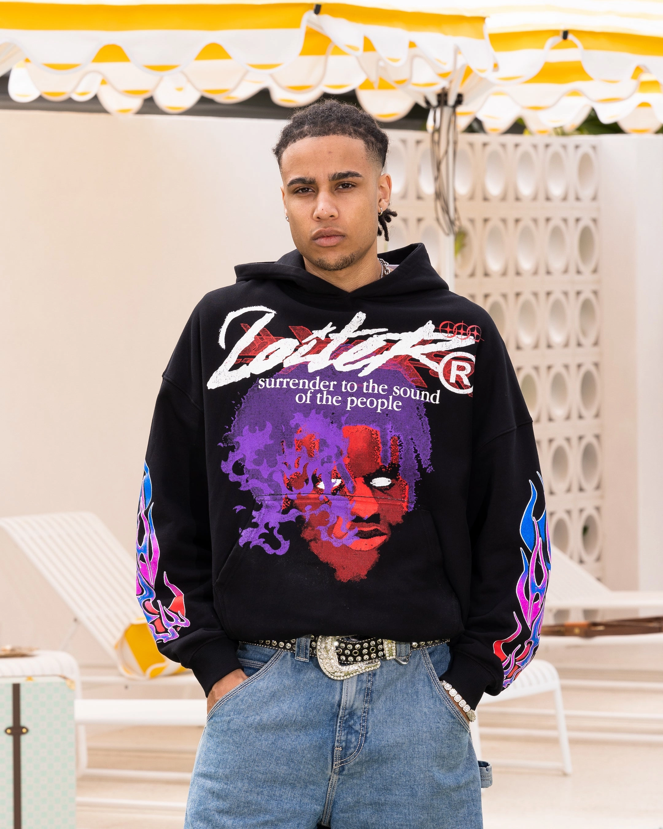 Anti Pill Finish Loiter Live In Direct Vintage Hoodie Black