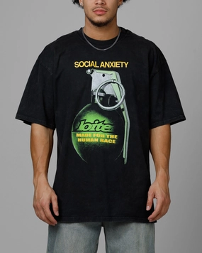 Loiter Live Laugh Love Drop T-Shirt Black Acidwash Lightweight insulation