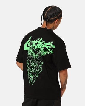 Reinforced Shoulders VersatileLayering Loiter Lotus Oversized T-Shirt Black