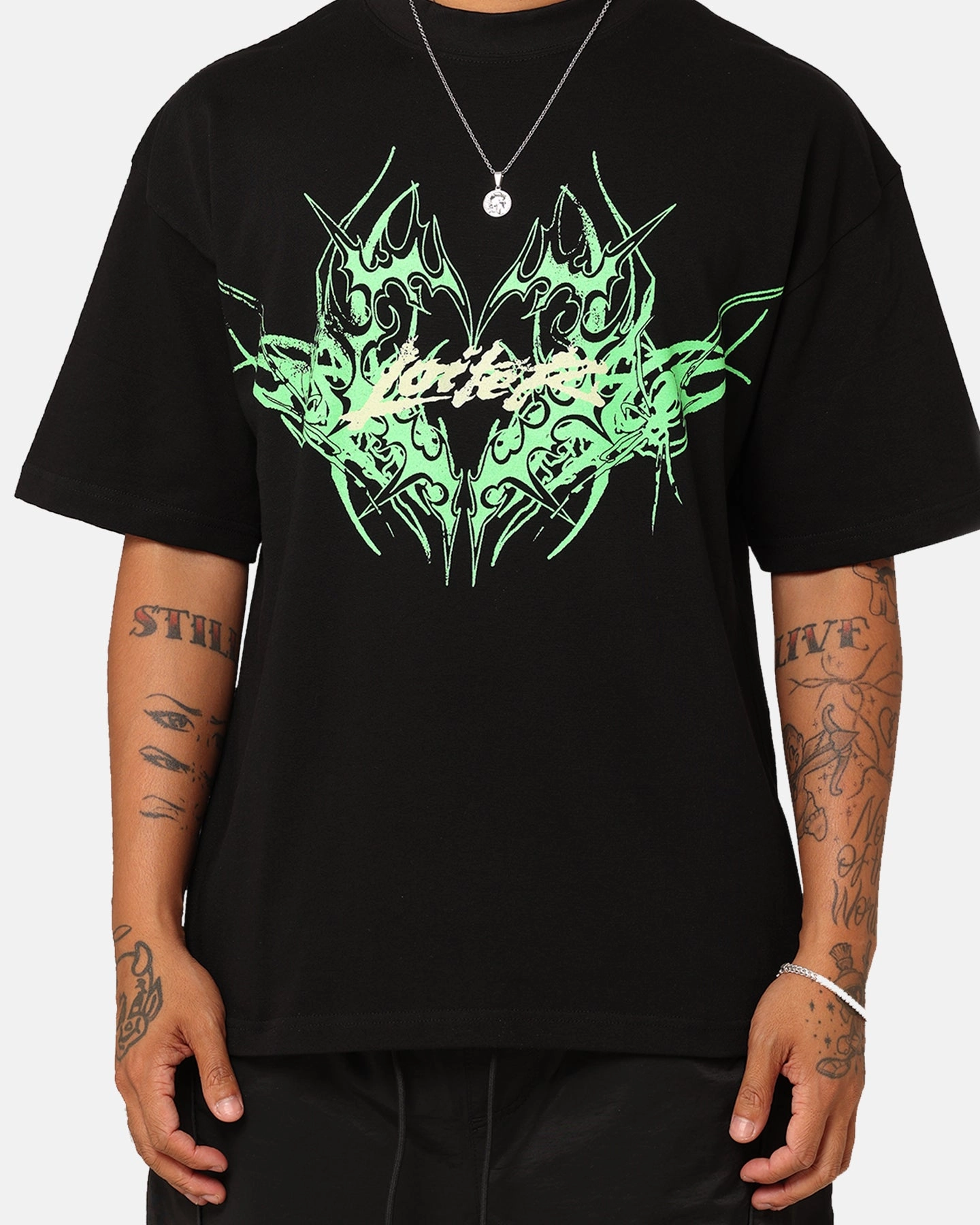 Loiter Lotus Oversized T-Shirt Black Winter Fashion Bonded Seam Technology