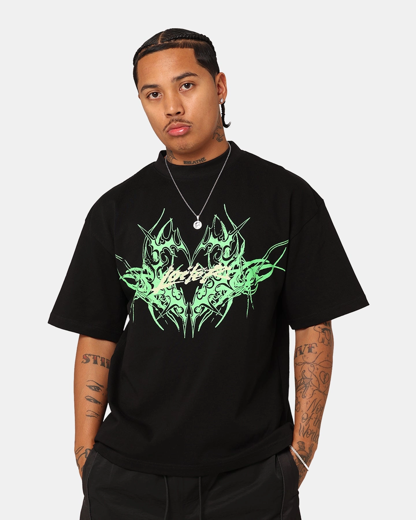 Loiter Lotus Oversized T-Shirt Black LayeringFriendly Weight