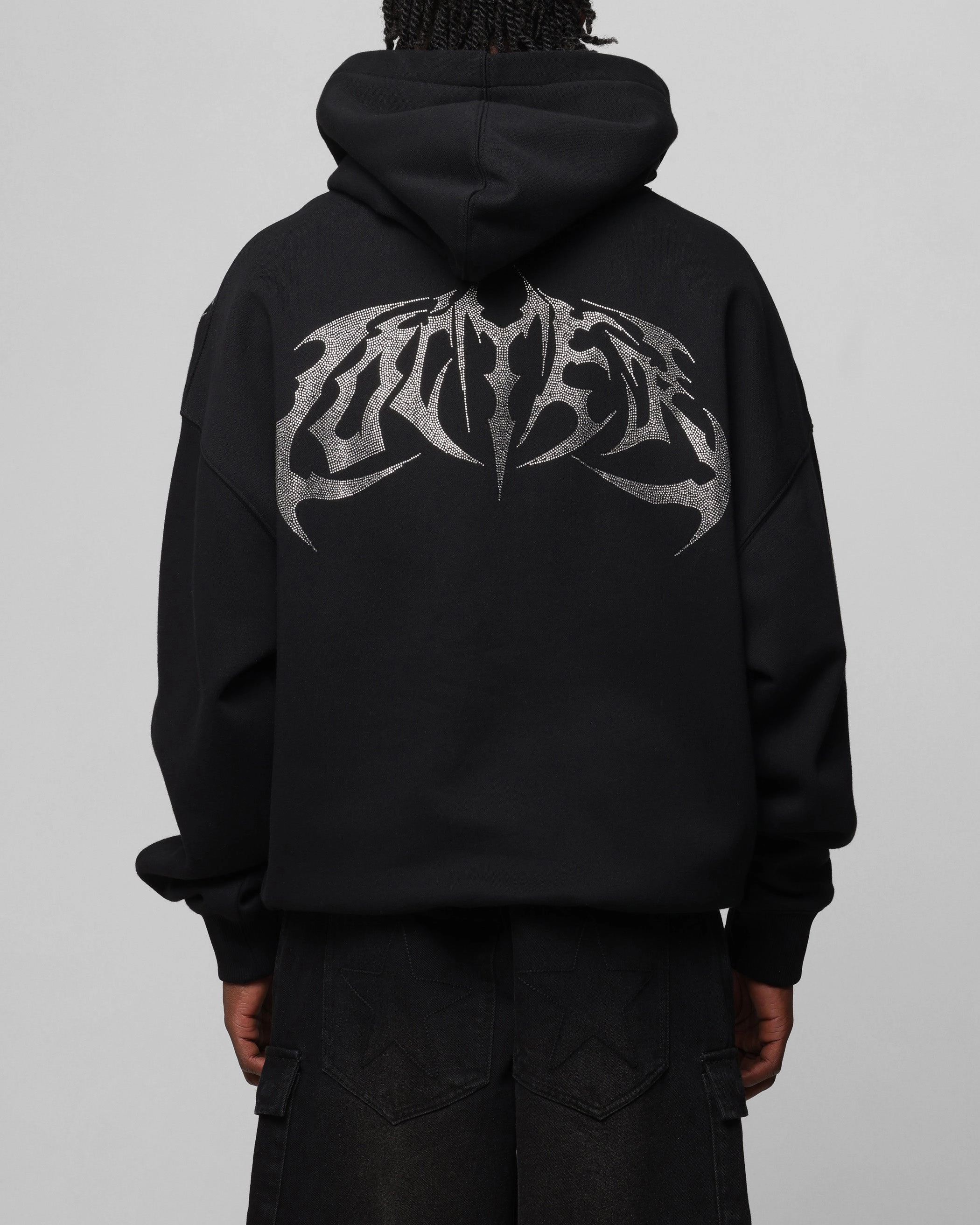 Loiter Metal Rhinestone Hoodie Black PortableOption EcoCertified Material