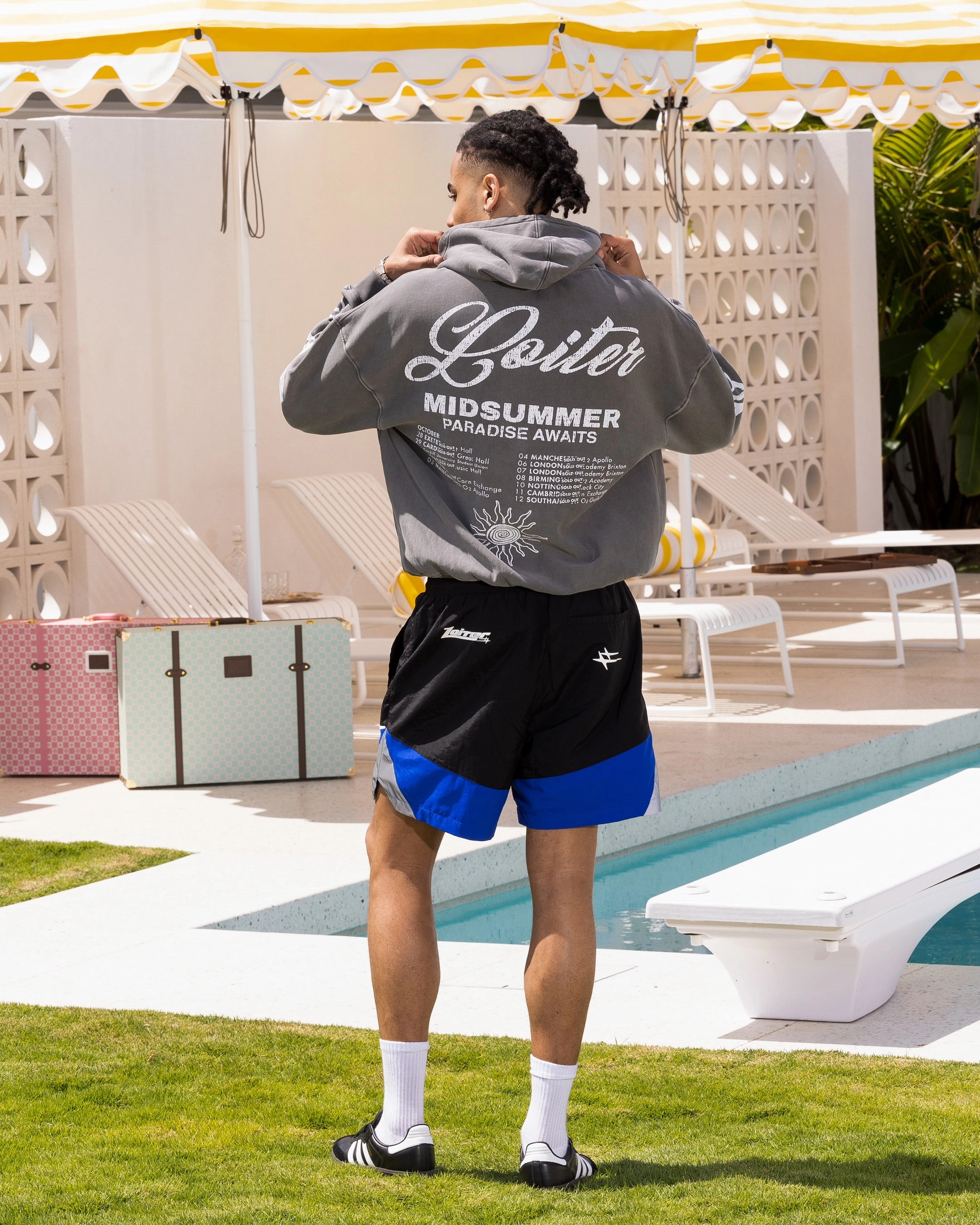 Loiter Midsummer Vintage Hoodie Charcoal Ventilated Panels Lightweight pullover