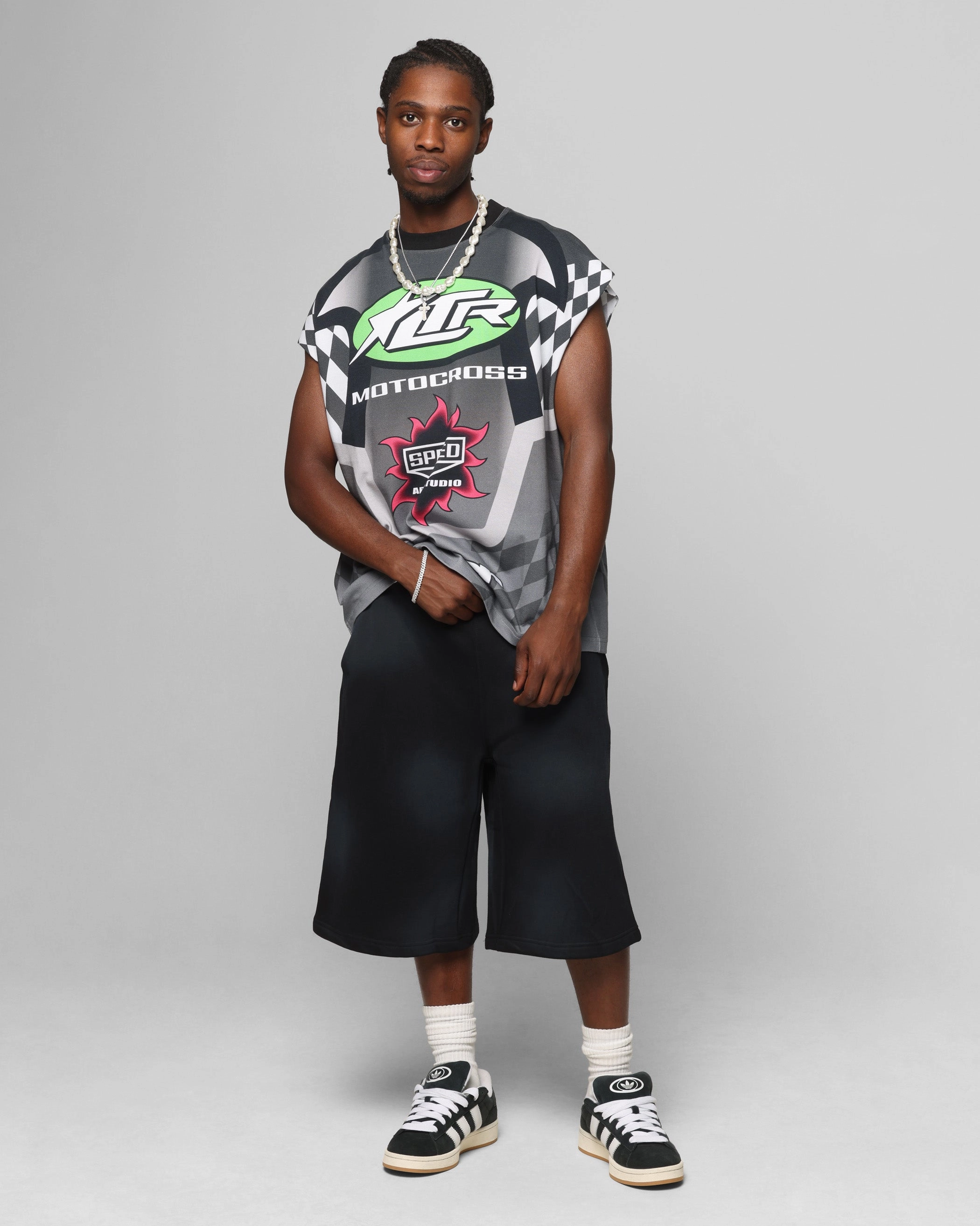 Loiter Motorsport Muscle T-Shirt Grey/Multi-Colored ResilientStretch