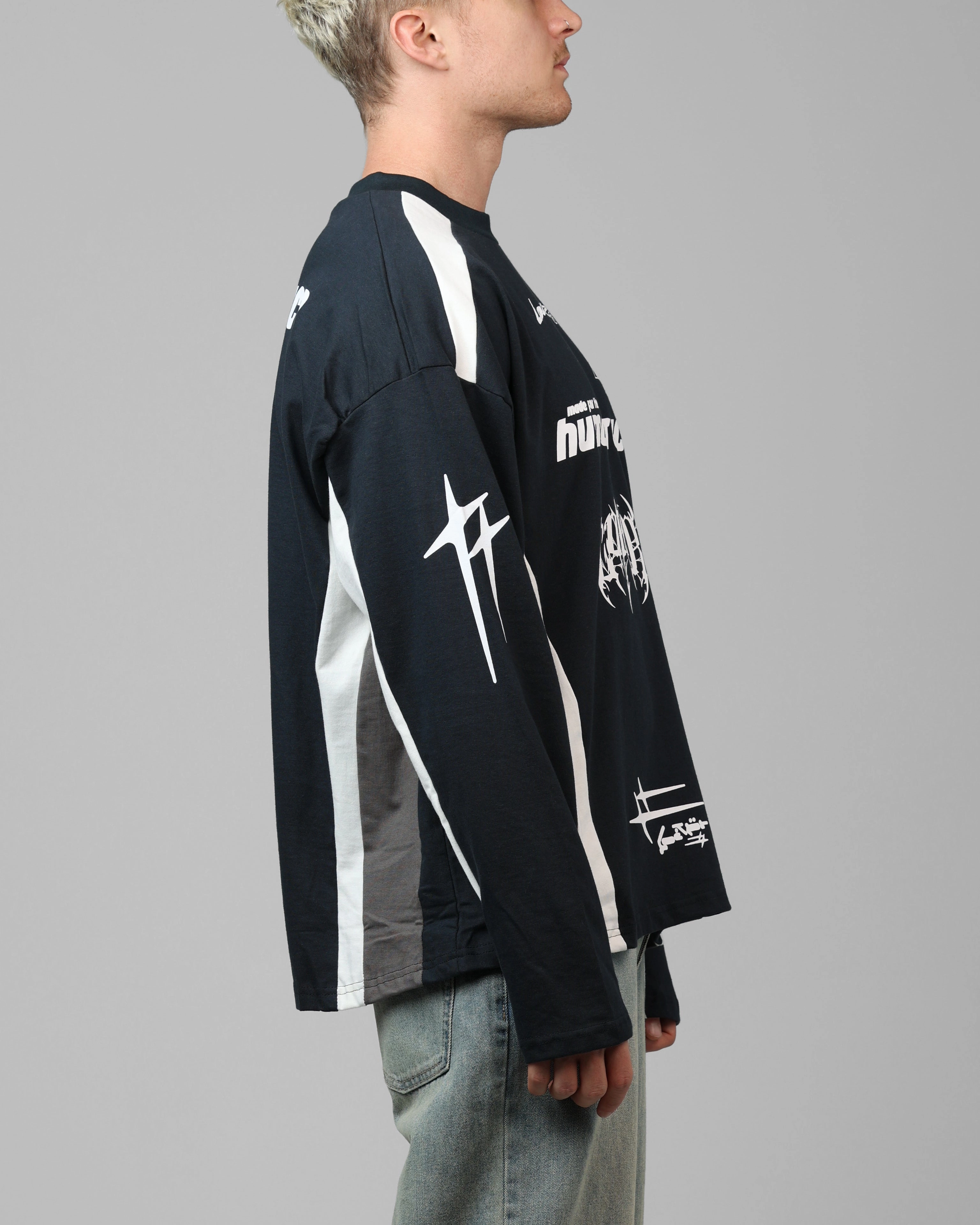 ReinforcedHem Loiter Night Crawler Long Sleeve T-Shirt Black/White