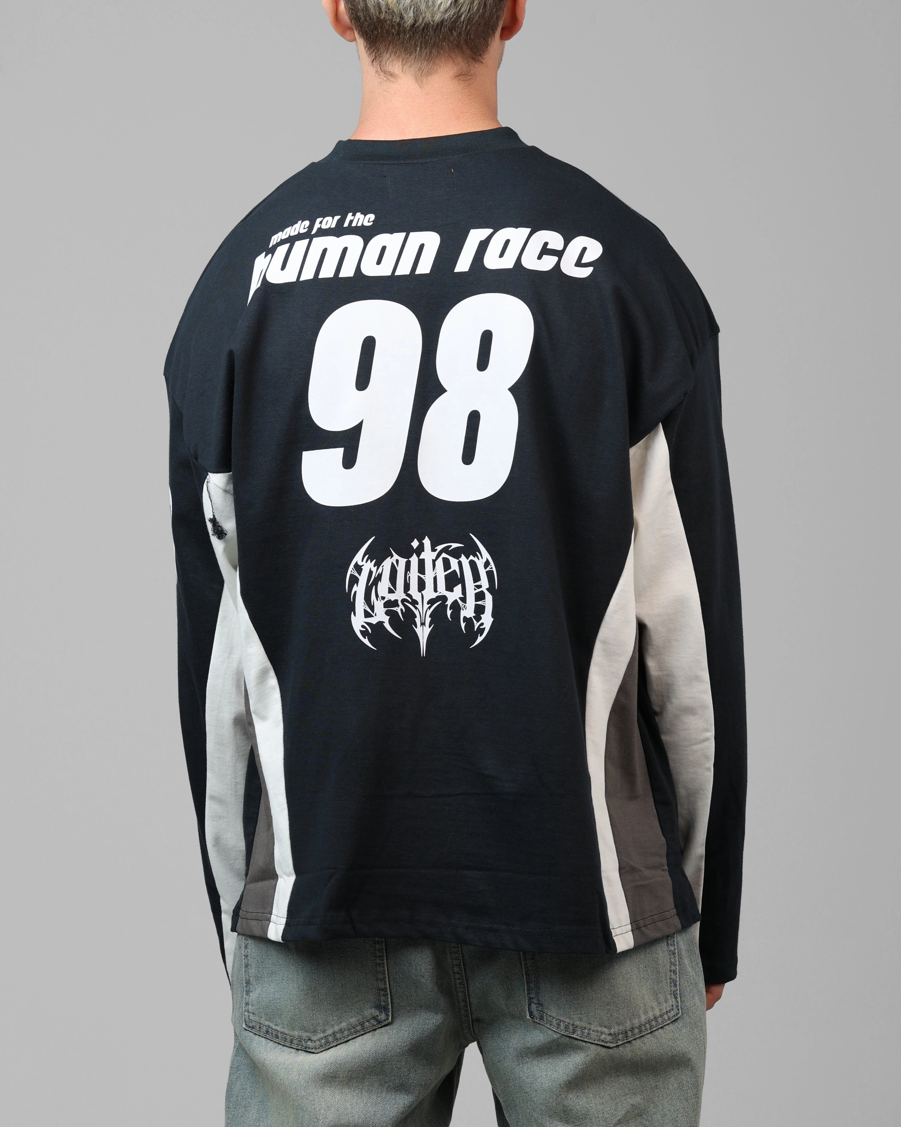 FrictionResistantEdges Cozy Sweatshirt Loiter Night Crawler Long Sleeve T-Shirt Black/White