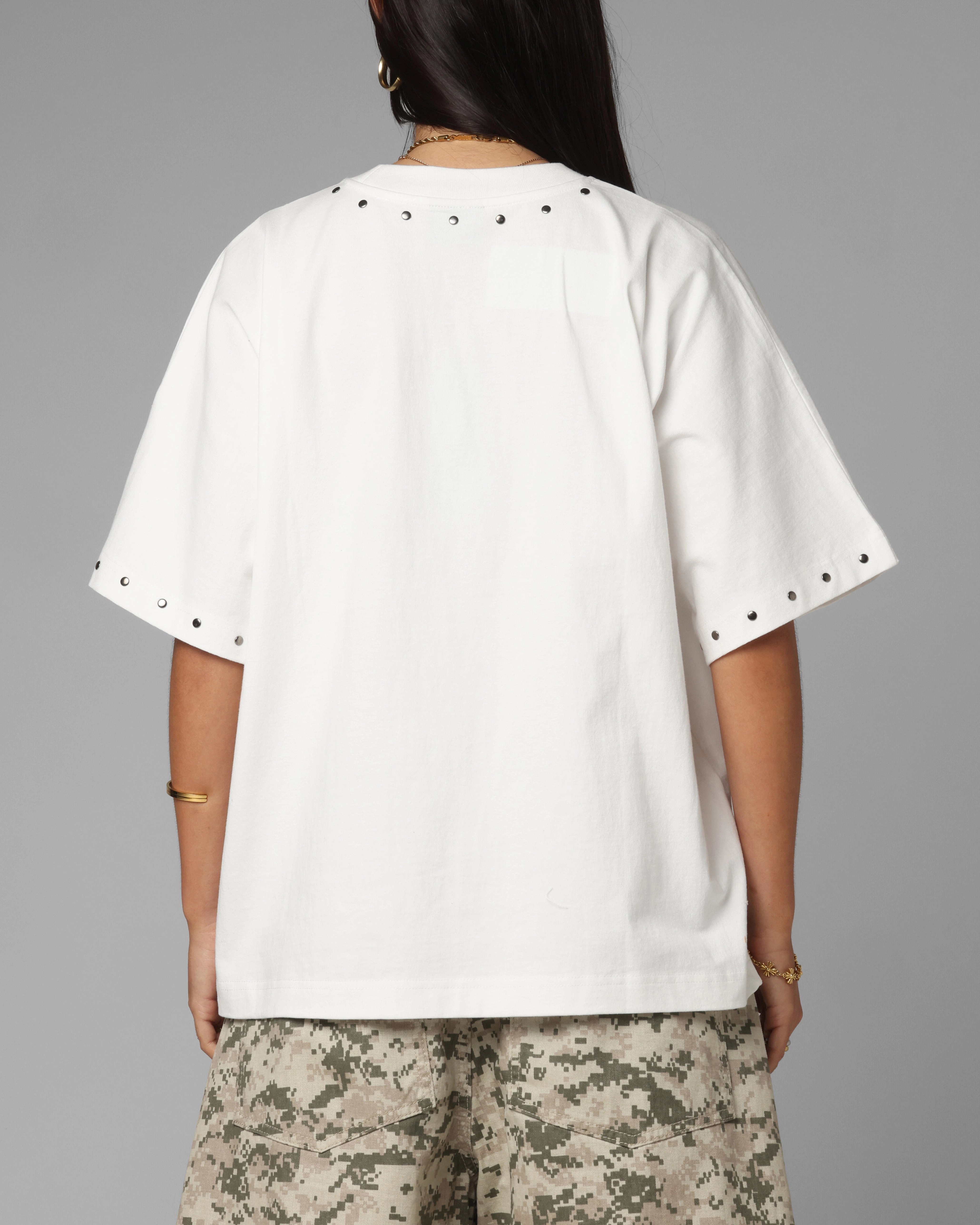 Durable Hem Stitching Active Wear Loiter Opaque Boxy T-Shirt Off White