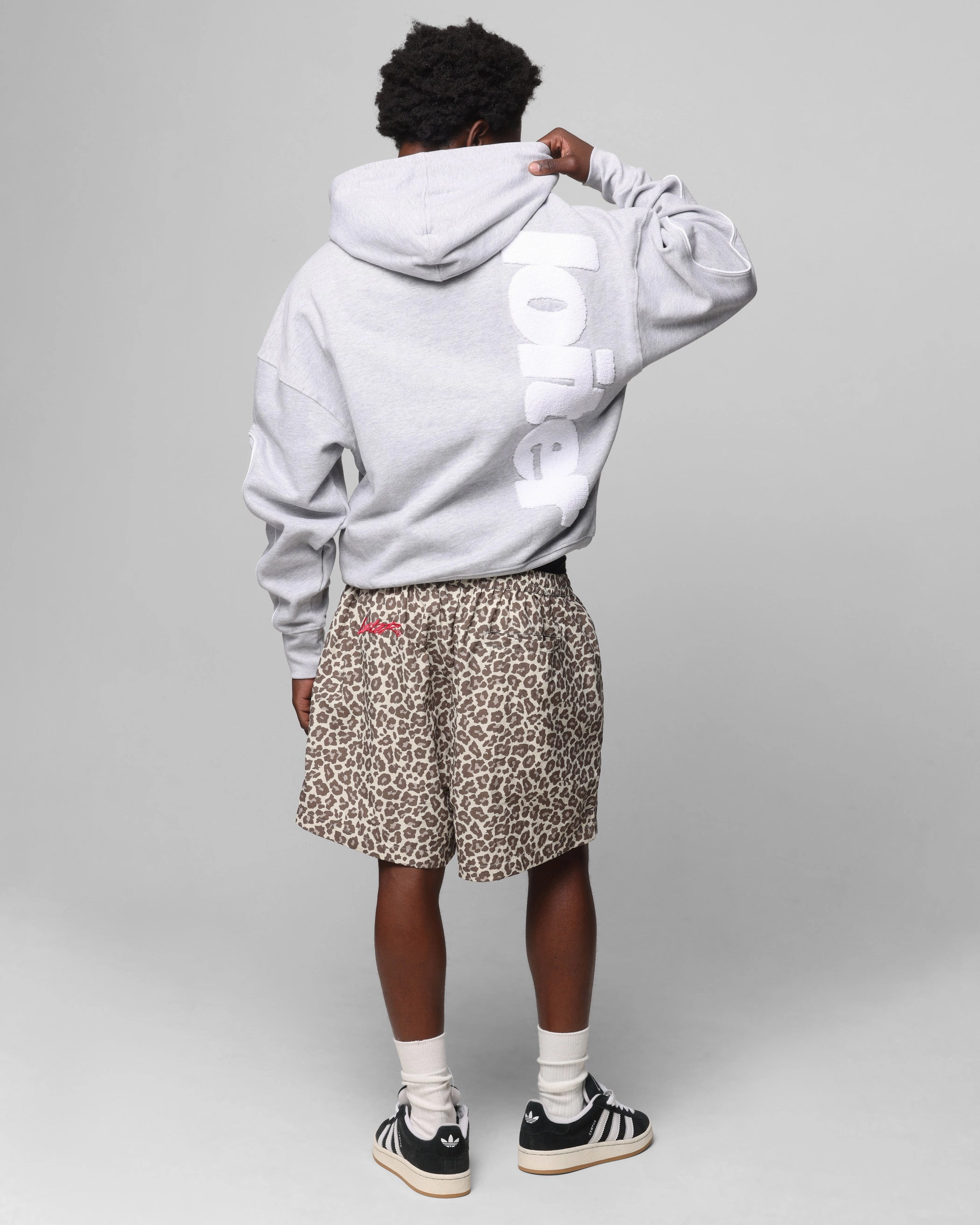 Cozy Wear Mesh Lining Loiter Pin Line Premium Hoodie Grey Marle